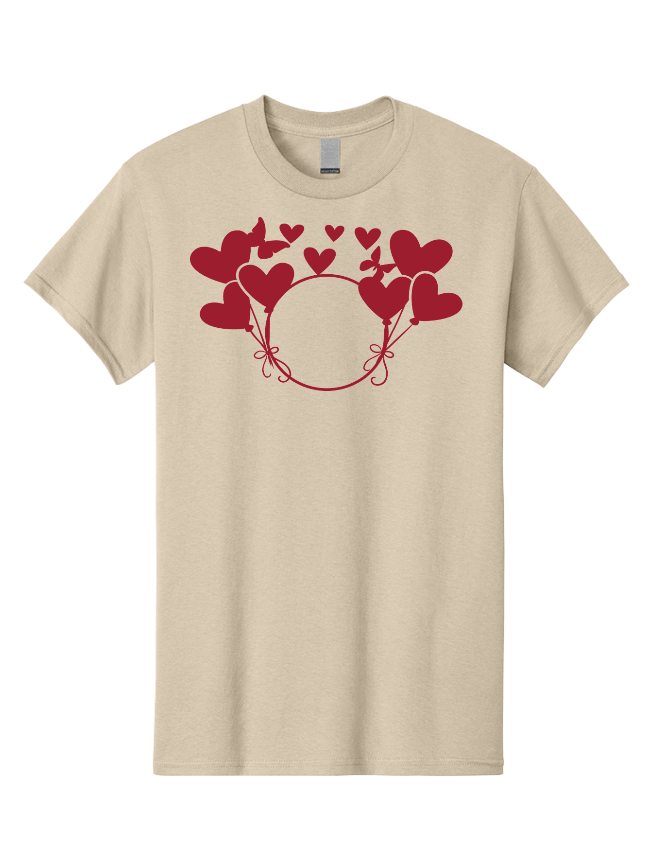 Hearts-Wreath Men'S Graphic Tee, 100% Cotton, Comfortable Casual Summer Wear, Machine Washable, Heart Shaped Frame, Floral Frame, Red Hearts, Heart Decoration, Valentines Day Decor, Love Theme, Heart Shaped Flowers, Decorative Frame, Aac813