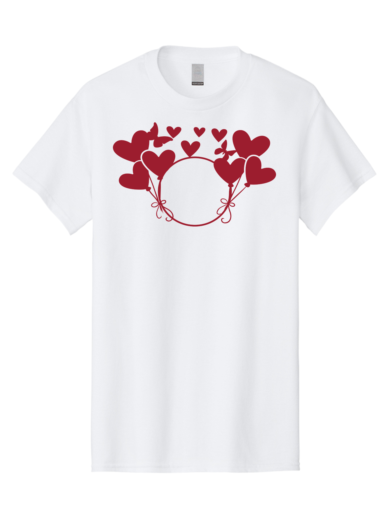 Hearts-Wreath Men'S Graphic Tee, 100% Cotton, Comfortable Casual Summer Wear, Machine Washable, Heart Shaped Frame, Floral Frame, Red Hearts, Heart Decoration, Valentines Day Decor, Love Theme, Heart Shaped Flowers, Decorative Frame, Aac813