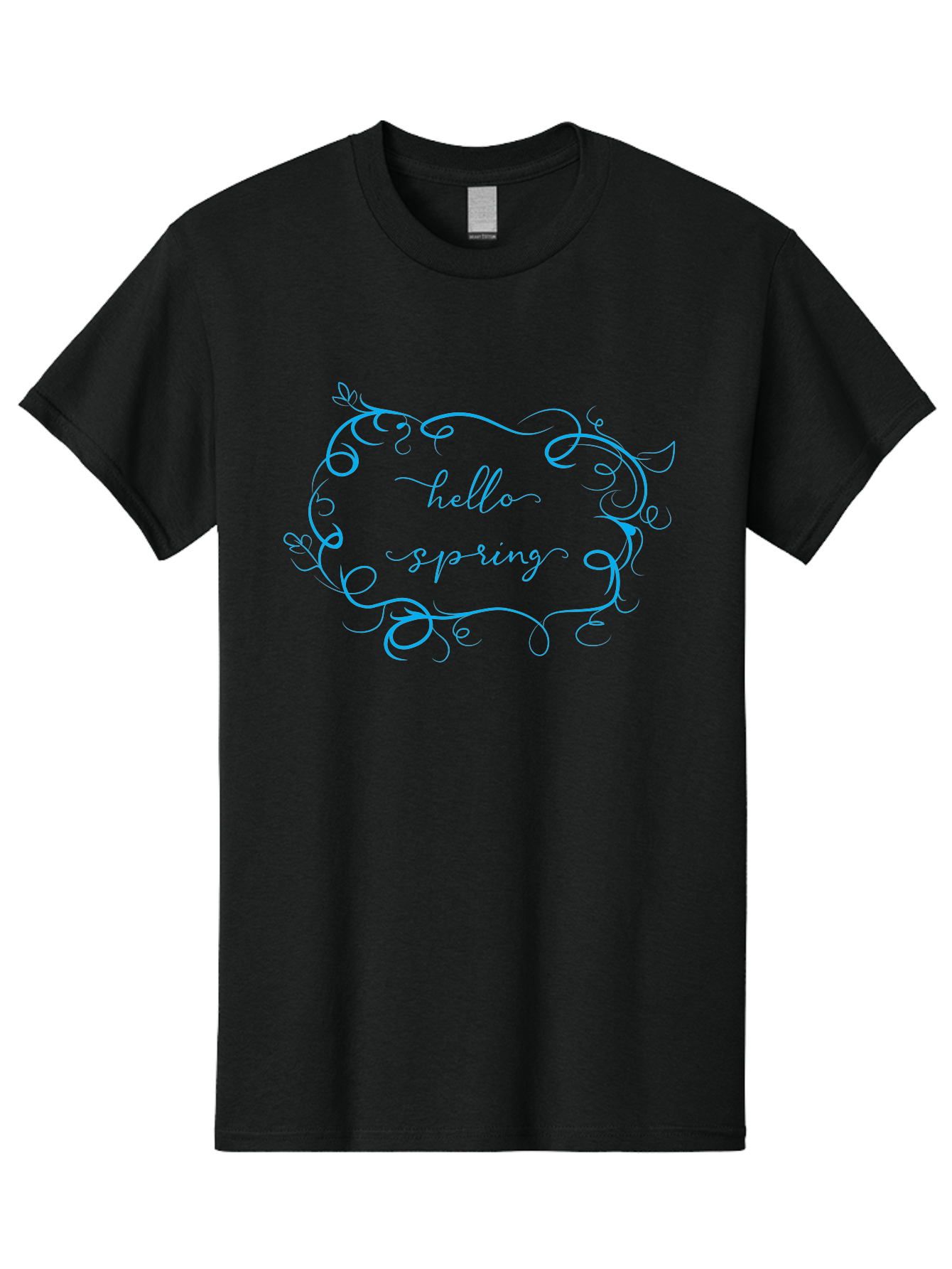 Hello-Sprywing Men'S Graphic Tee, 100% Cotton, Comfortable Casual Summer Wear, Machine Washable, Decorative Frame, Elegant Design, Cursive Text, Hello Sassy, Artistic Typography, Floral Elements Aac814