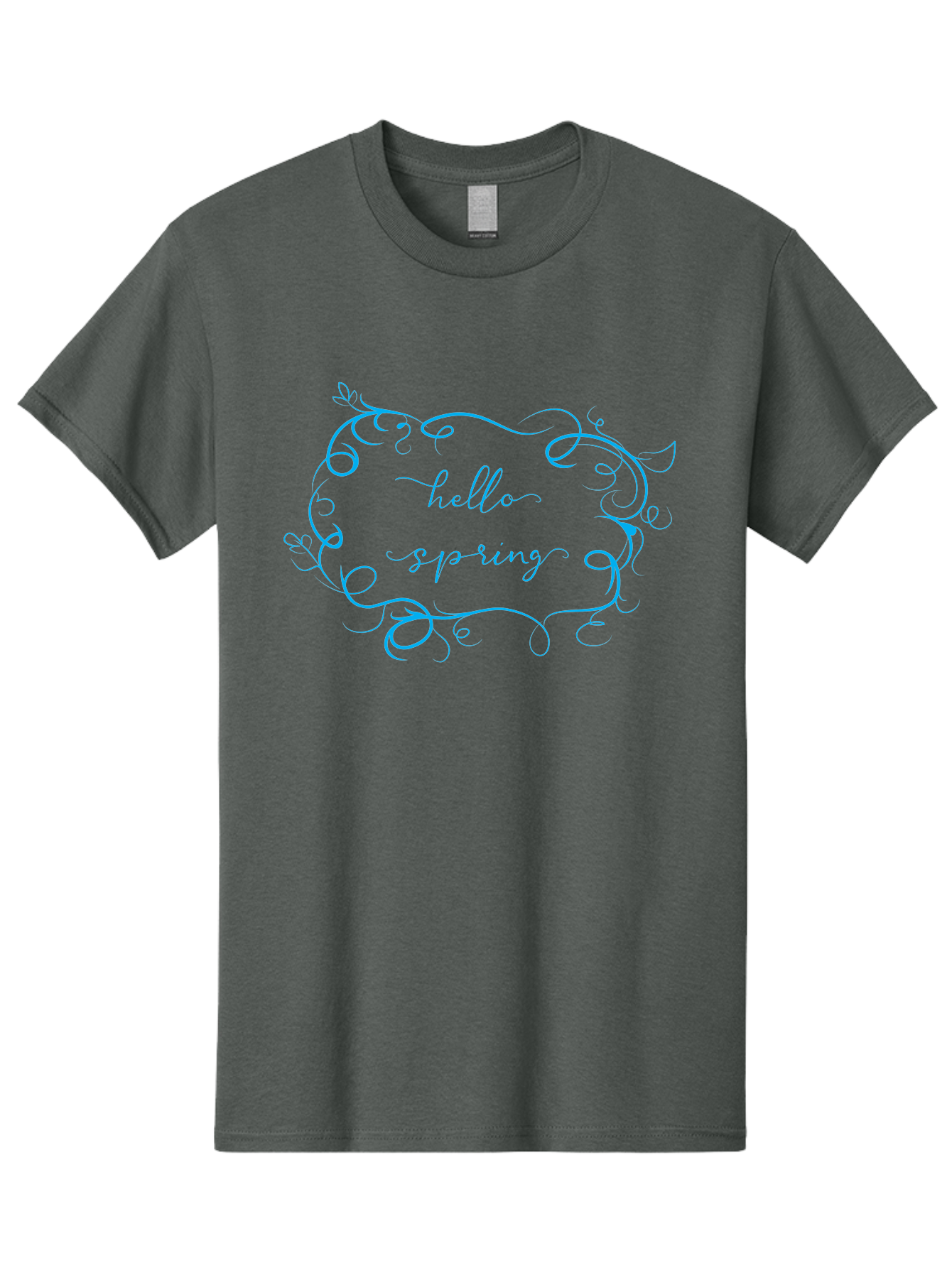 Hello-Sprywing Men'S Graphic Tee, 100% Cotton, Comfortable Casual Summer Wear, Machine Washable, Decorative Frame, Elegant Design, Cursive Text, Hello Sassy, Artistic Typography, Floral Elements Aac814