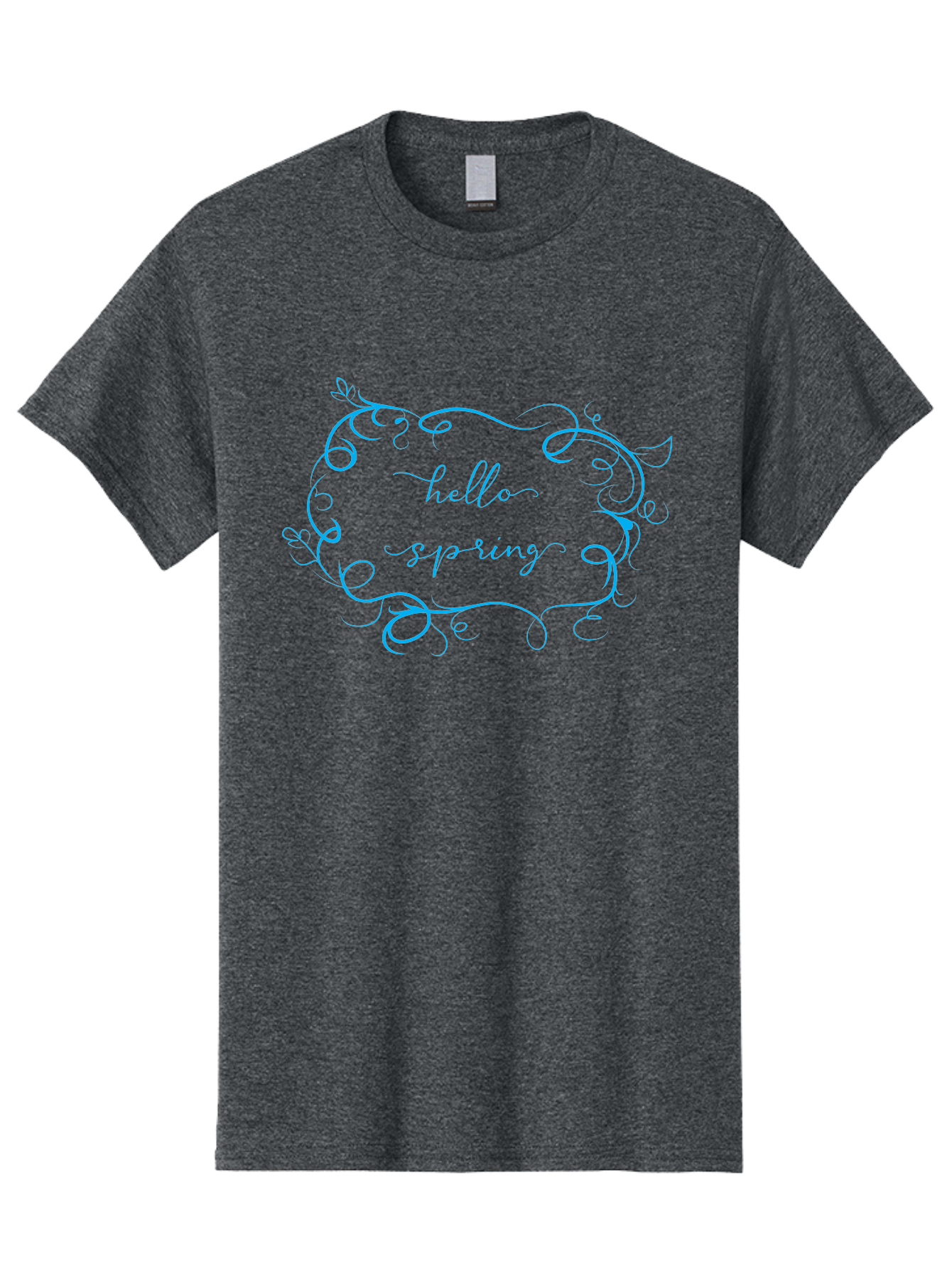 Hello-Sprywing Men'S Graphic Tee, 100% Cotton, Comfortable Casual Summer Wear, Machine Washable, Decorative Frame, Elegant Design, Cursive Text, Hello Sassy, Artistic Typography, Floral Elements Aac814