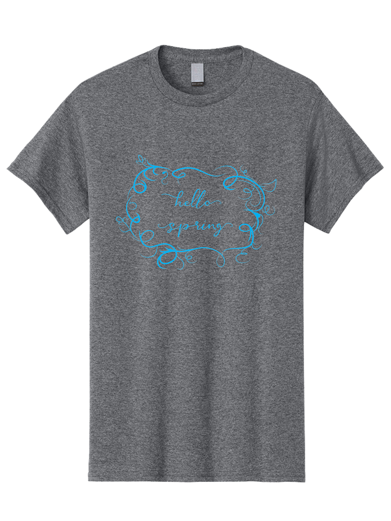 Hello-Sprywing Men'S Graphic Tee, 100% Cotton, Comfortable Casual Summer Wear, Machine Washable, Decorative Frame, Elegant Design, Cursive Text, Hello Sassy, Artistic Typography, Floral Elements Aac814