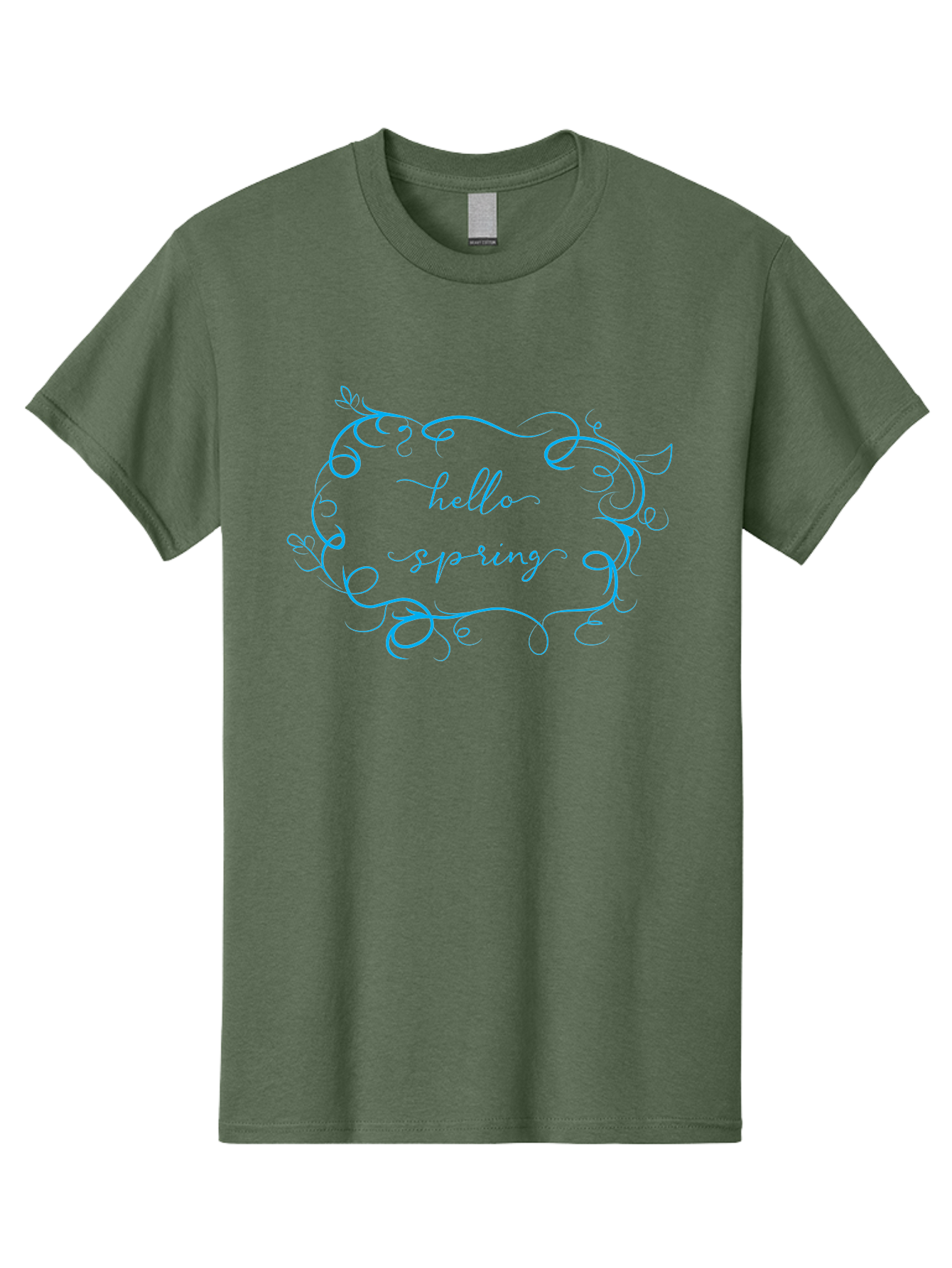 Hello-Sprywing Men'S Graphic Tee, 100% Cotton, Comfortable Casual Summer Wear, Machine Washable, Decorative Frame, Elegant Design, Cursive Text, Hello Sassy, Artistic Typography, Floral Elements Aac814