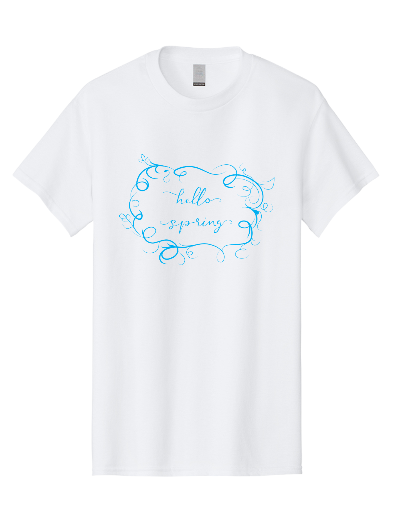 Hello-Sprywing Men'S Graphic Tee, 100% Cotton, Comfortable Casual Summer Wear, Machine Washable, Decorative Frame, Elegant Design, Cursive Text, Hello Sassy, Artistic Typography, Floral Elements Aac814