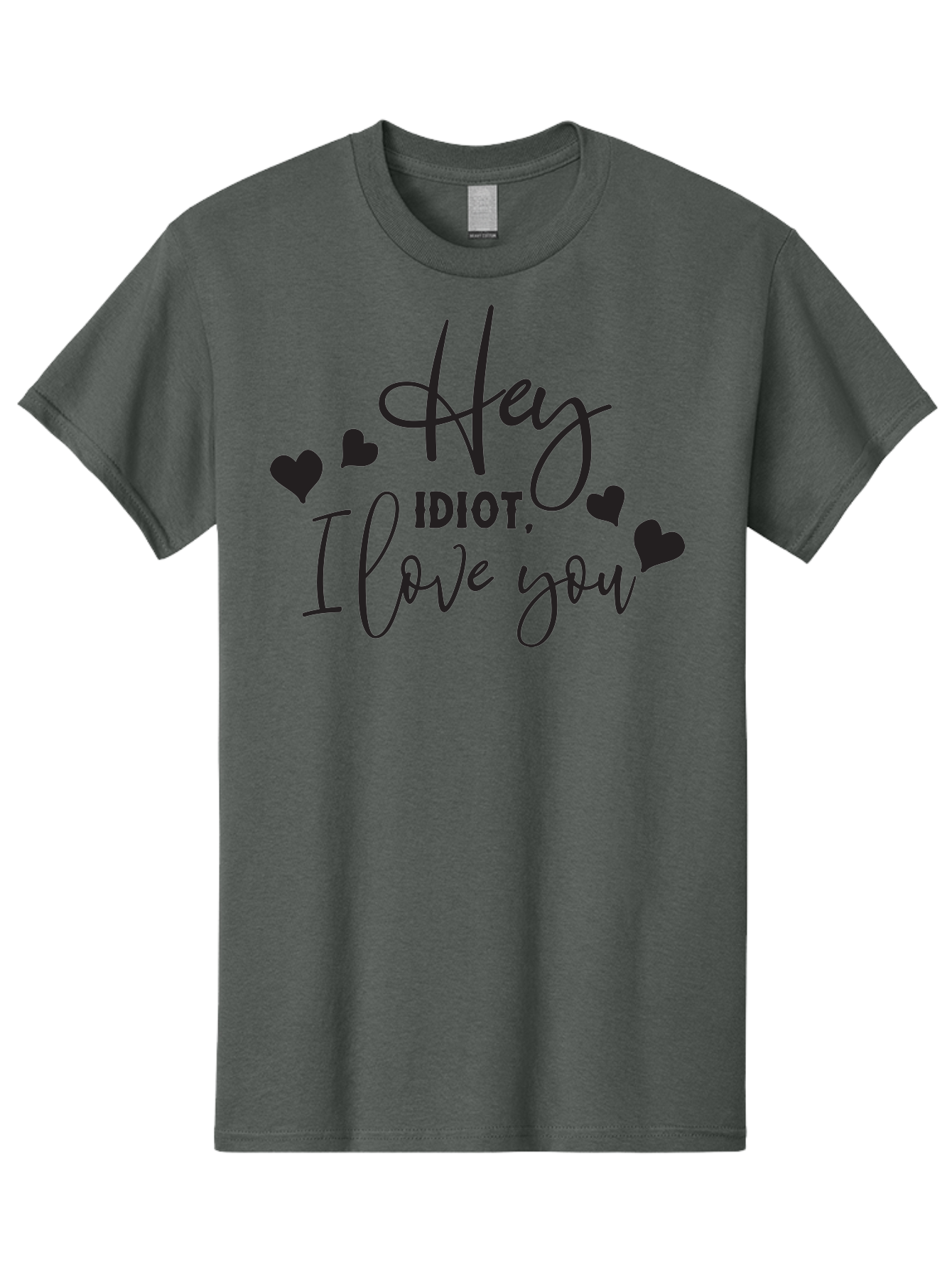 Hey-Idiot-I-Love-You Men'S Graphic Tee, 100% Cotton, Comfortable Casual Summer Wear, Machine Washable, Funny Quote, Love Message, Quirky Humor, Playful Hearts, Affectionate Greeting, Cute Typography, Sassy Phrase, Sweet Sentiment, Aac817