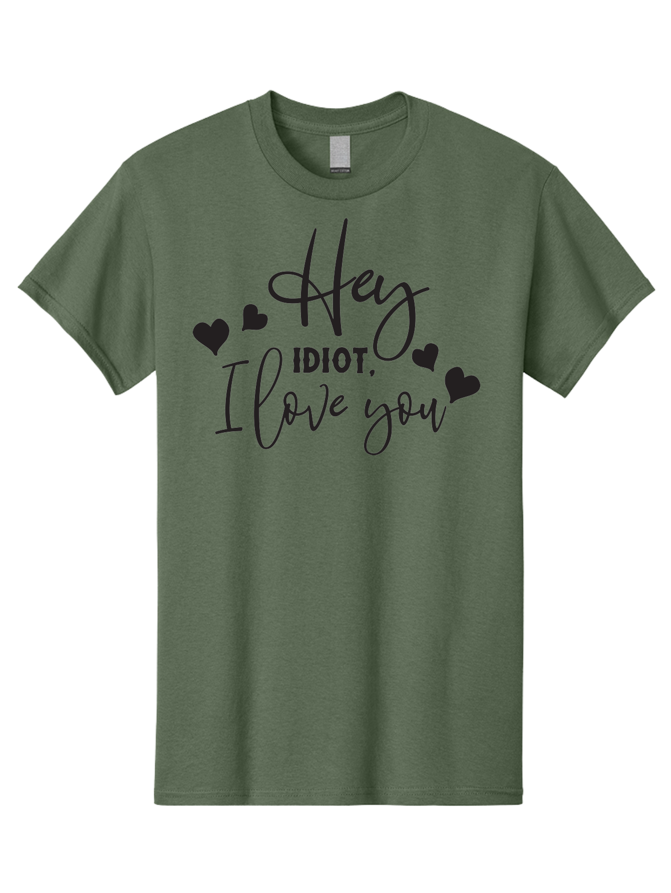 Hey-Idiot-I-Love-You Men'S Graphic Tee, 100% Cotton, Comfortable Casual Summer Wear, Machine Washable, Funny Quote, Love Message, Quirky Humor, Playful Hearts, Affectionate Greeting, Cute Typography, Sassy Phrase, Sweet Sentiment, Aac817