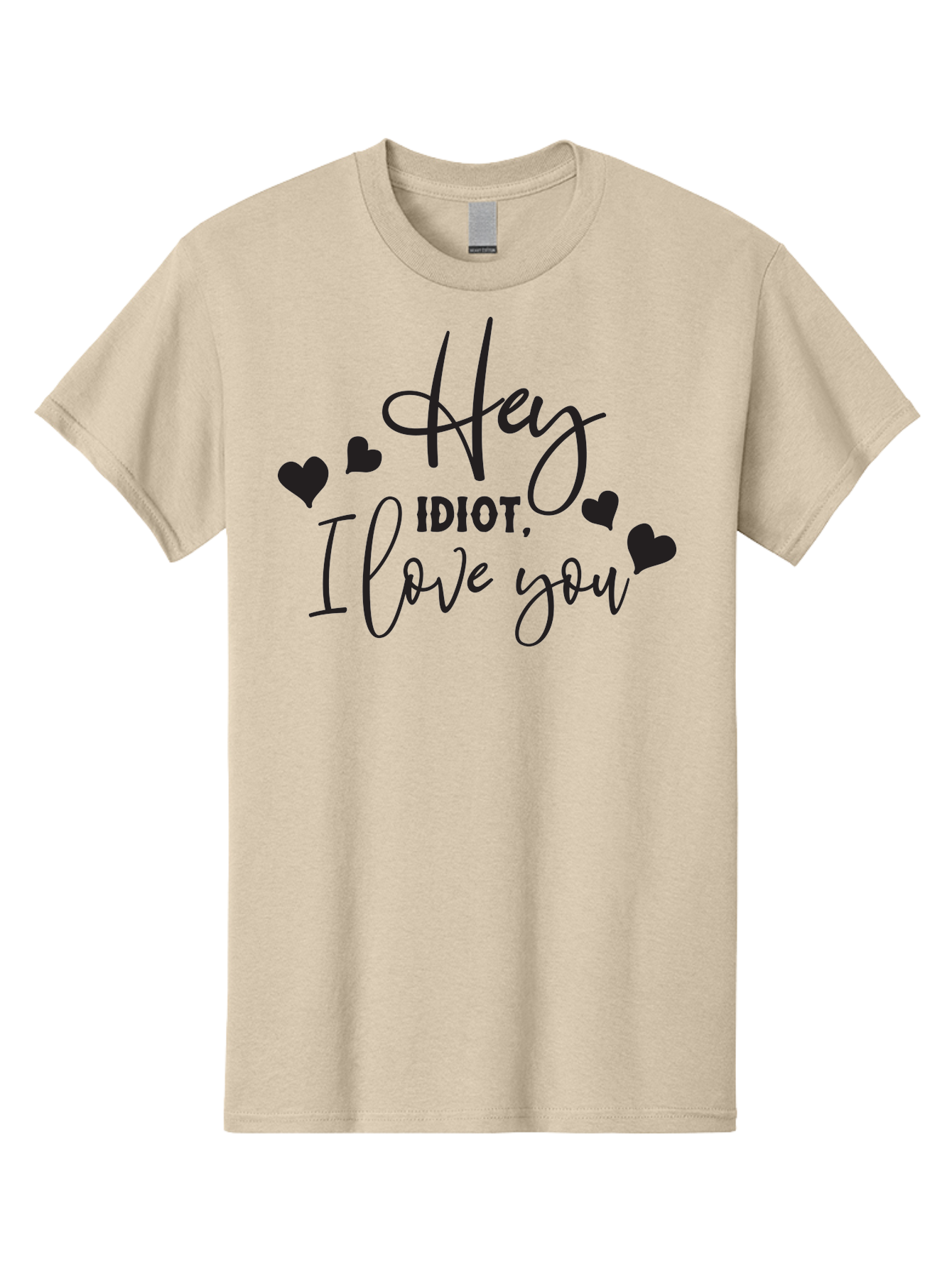 Hey-Idiot-I-Love-You Men'S Graphic Tee, 100% Cotton, Comfortable Casual Summer Wear, Machine Washable, Funny Quote, Love Message, Quirky Humor, Playful Hearts, Affectionate Greeting, Cute Typography, Sassy Phrase, Sweet Sentiment, Aac817