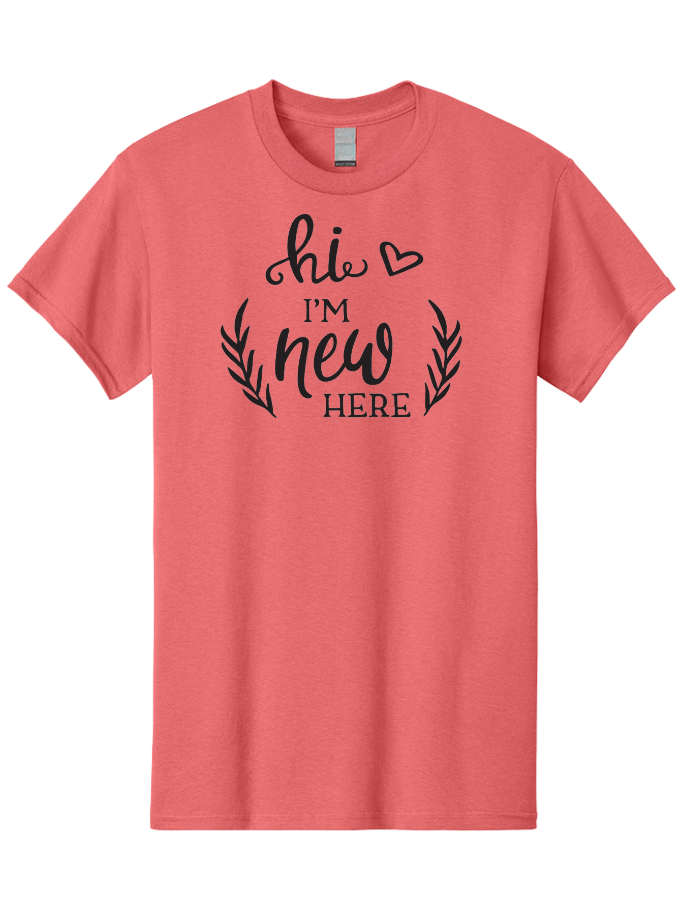Hi-I-M-New-Here Men'S Graphic Tee, 100% Cotton, Comfortable Casual Summer Wear, Machine Washable, Social Media Greeting, New Community Member, Friendly Welcome, Introductory Post, Hello Message, Laurel Wreath Design, Heart Symbol, Aac818