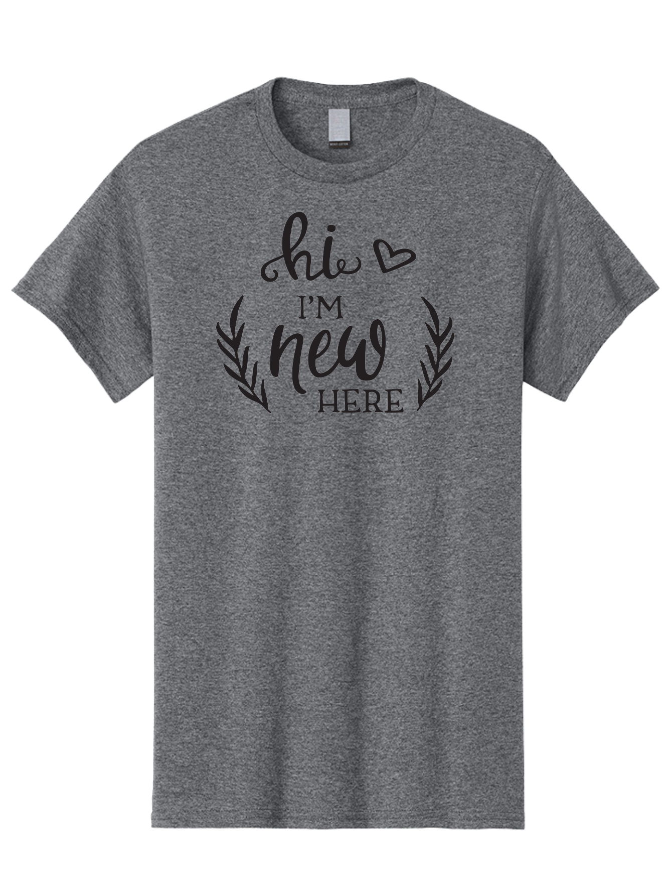 Hi-I-M-New-Here Men'S Graphic Tee, 100% Cotton, Comfortable Casual Summer Wear, Machine Washable, Social Media Greeting, New Community Member, Friendly Welcome, Introductory Post, Hello Message, Laurel Wreath Design, Heart Symbol, Aac818