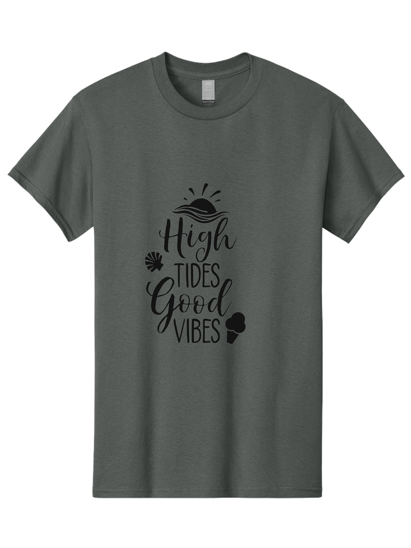 High-Tides-Good-Vibes Men'S Graphic Tee, 100% Cotton, Comfortable Casual Summer Wear, Machine Washable, Ocean Inspiration, Beach Vibes, Good Energy, Sea Shells, Positive Affirmations, Coastal Lifestyle, Motivational Quotes, Summer Vibes Aac819