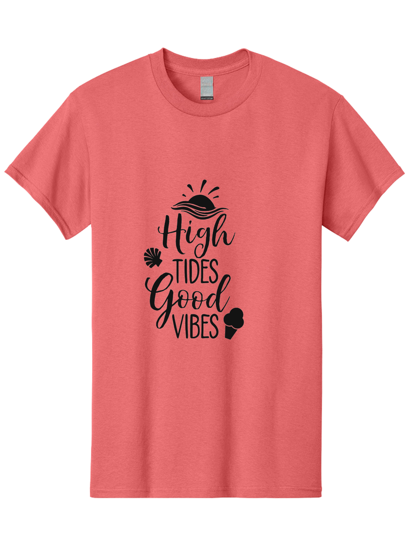 High-Tides-Good-Vibes Men'S Graphic Tee, 100% Cotton, Comfortable Casual Summer Wear, Machine Washable, Ocean Inspiration, Beach Vibes, Good Energy, Sea Shells, Positive Affirmations, Coastal Lifestyle, Motivational Quotes, Summer Vibes Aac819