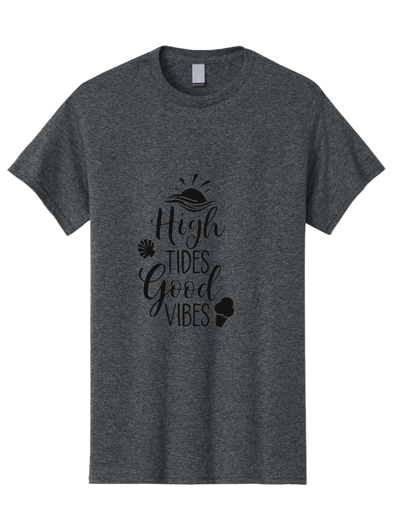 High-Tides-Good-Vibes Men'S Graphic Tee, 100% Cotton, Comfortable Casual Summer Wear, Machine Washable, Ocean Inspiration, Beach Vibes, Good Energy, Sea Shells, Positive Affirmations, Coastal Lifestyle, Motivational Quotes, Summer Vibes Aac819