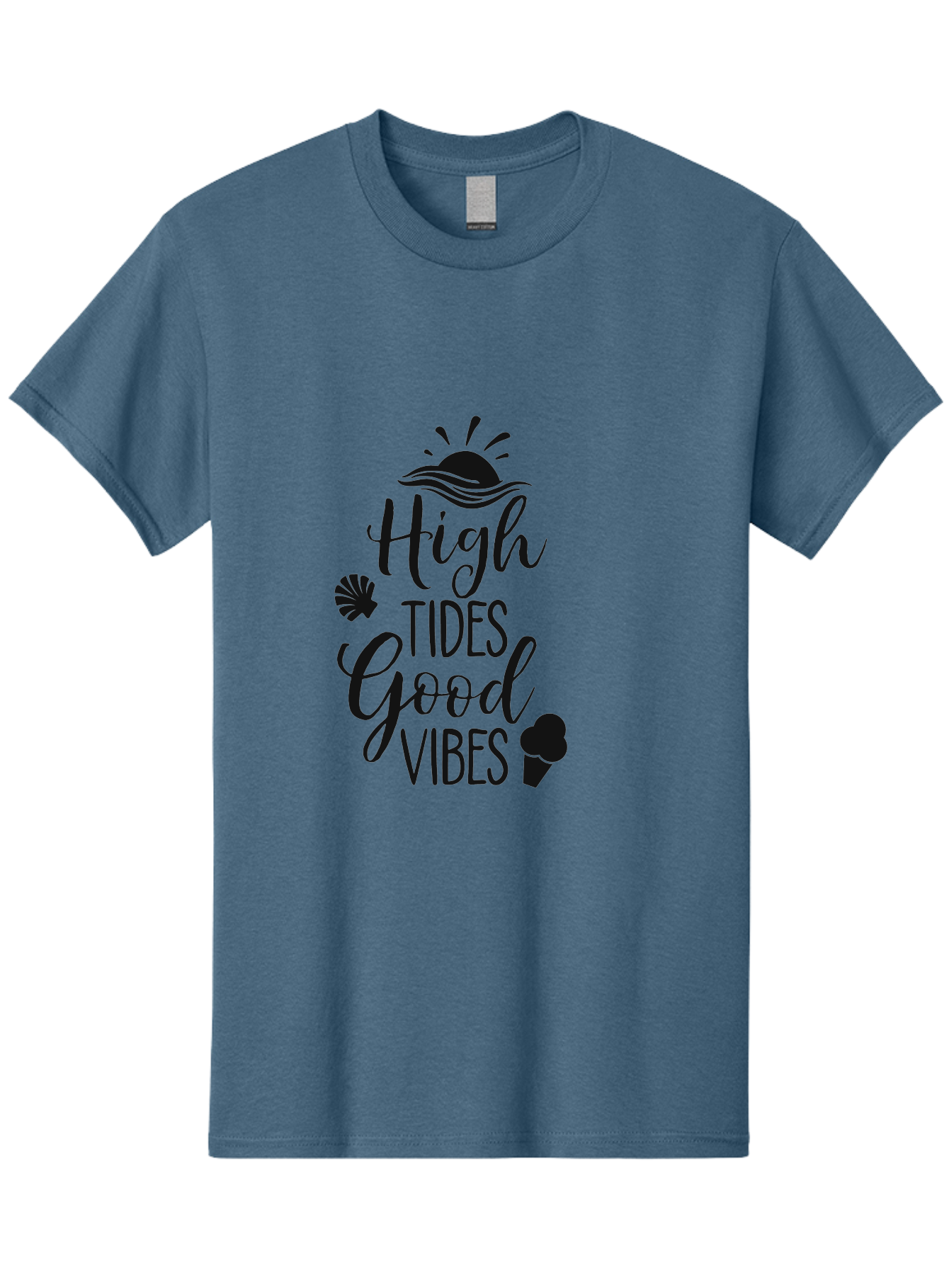 High-Tides-Good-Vibes Men'S Graphic Tee, 100% Cotton, Comfortable Casual Summer Wear, Machine Washable, Ocean Inspiration, Beach Vibes, Good Energy, Sea Shells, Positive Affirmations, Coastal Lifestyle, Motivational Quotes, Summer Vibes Aac819