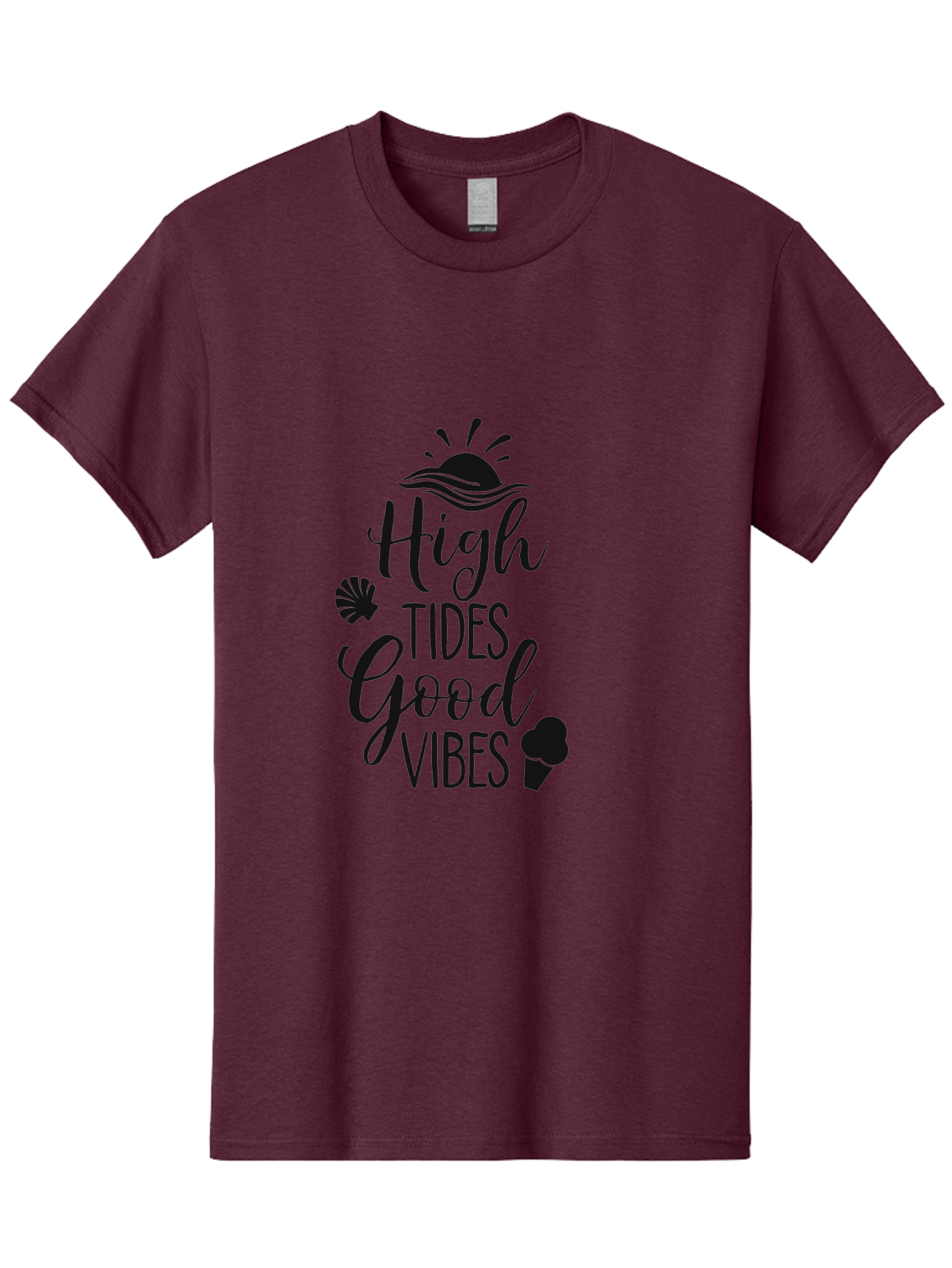 High-Tides-Good-Vibes Men'S Graphic Tee, 100% Cotton, Comfortable Casual Summer Wear, Machine Washable, Ocean Inspiration, Beach Vibes, Good Energy, Sea Shells, Positive Affirmations, Coastal Lifestyle, Motivational Quotes, Summer Vibes Aac819