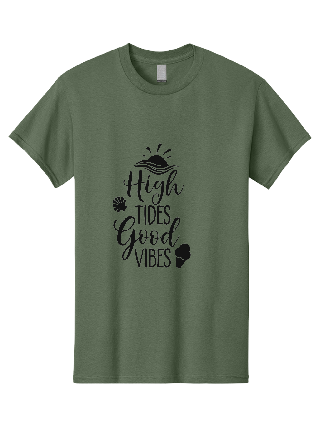 High-Tides-Good-Vibes Men'S Graphic Tee, 100% Cotton, Comfortable Casual Summer Wear, Machine Washable, Ocean Inspiration, Beach Vibes, Good Energy, Sea Shells, Positive Affirmations, Coastal Lifestyle, Motivational Quotes, Summer Vibes Aac819