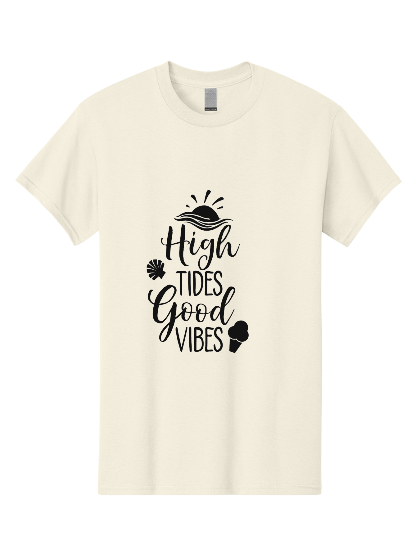 High-Tides-Good-Vibes Men'S Graphic Tee, 100% Cotton, Comfortable Casual Summer Wear, Machine Washable, Ocean Inspiration, Beach Vibes, Good Energy, Sea Shells, Positive Affirmations, Coastal Lifestyle, Motivational Quotes, Summer Vibes Aac819