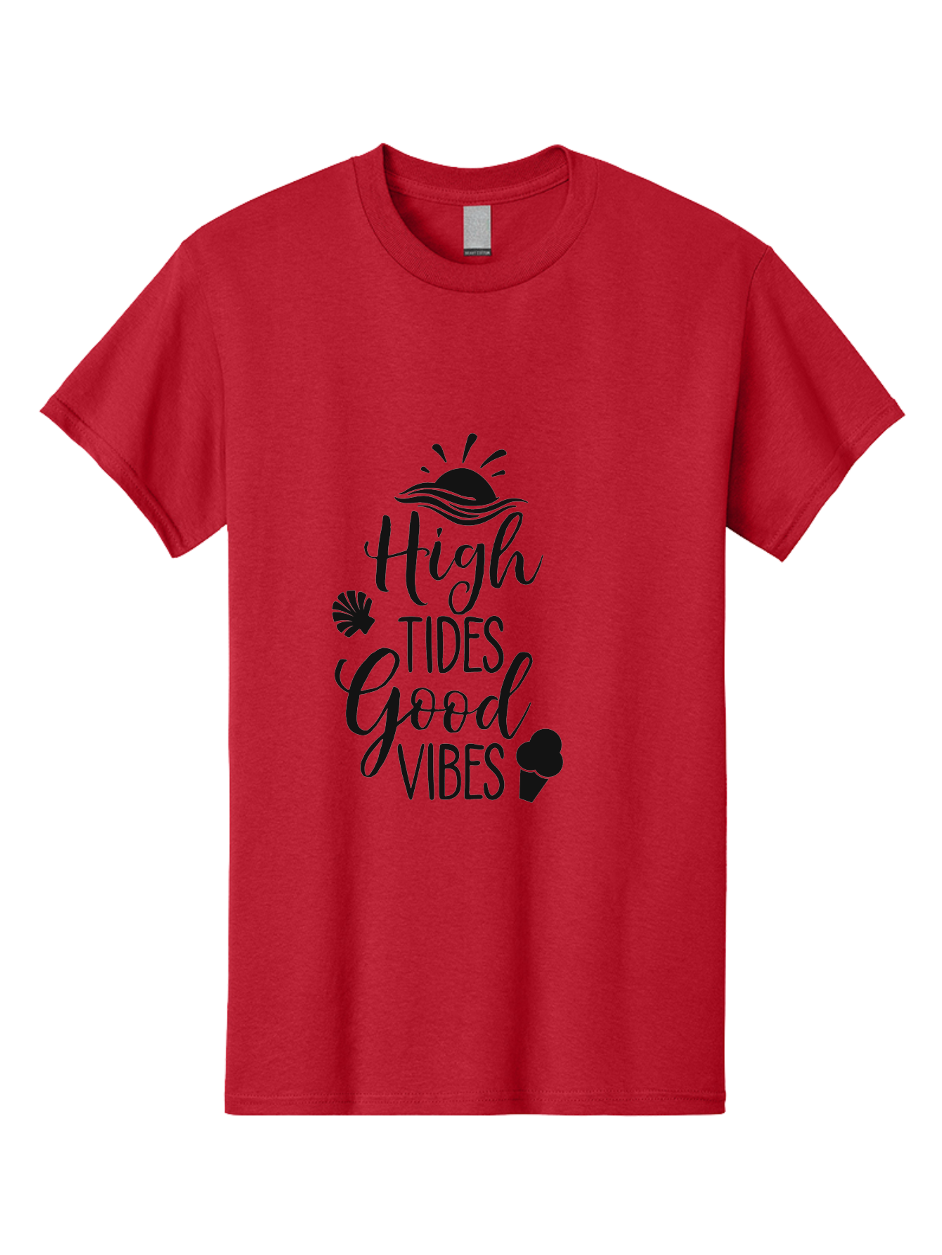 High-Tides-Good-Vibes Men'S Graphic Tee, 100% Cotton, Comfortable Casual Summer Wear, Machine Washable, Ocean Inspiration, Beach Vibes, Good Energy, Sea Shells, Positive Affirmations, Coastal Lifestyle, Motivational Quotes, Summer Vibes Aac819