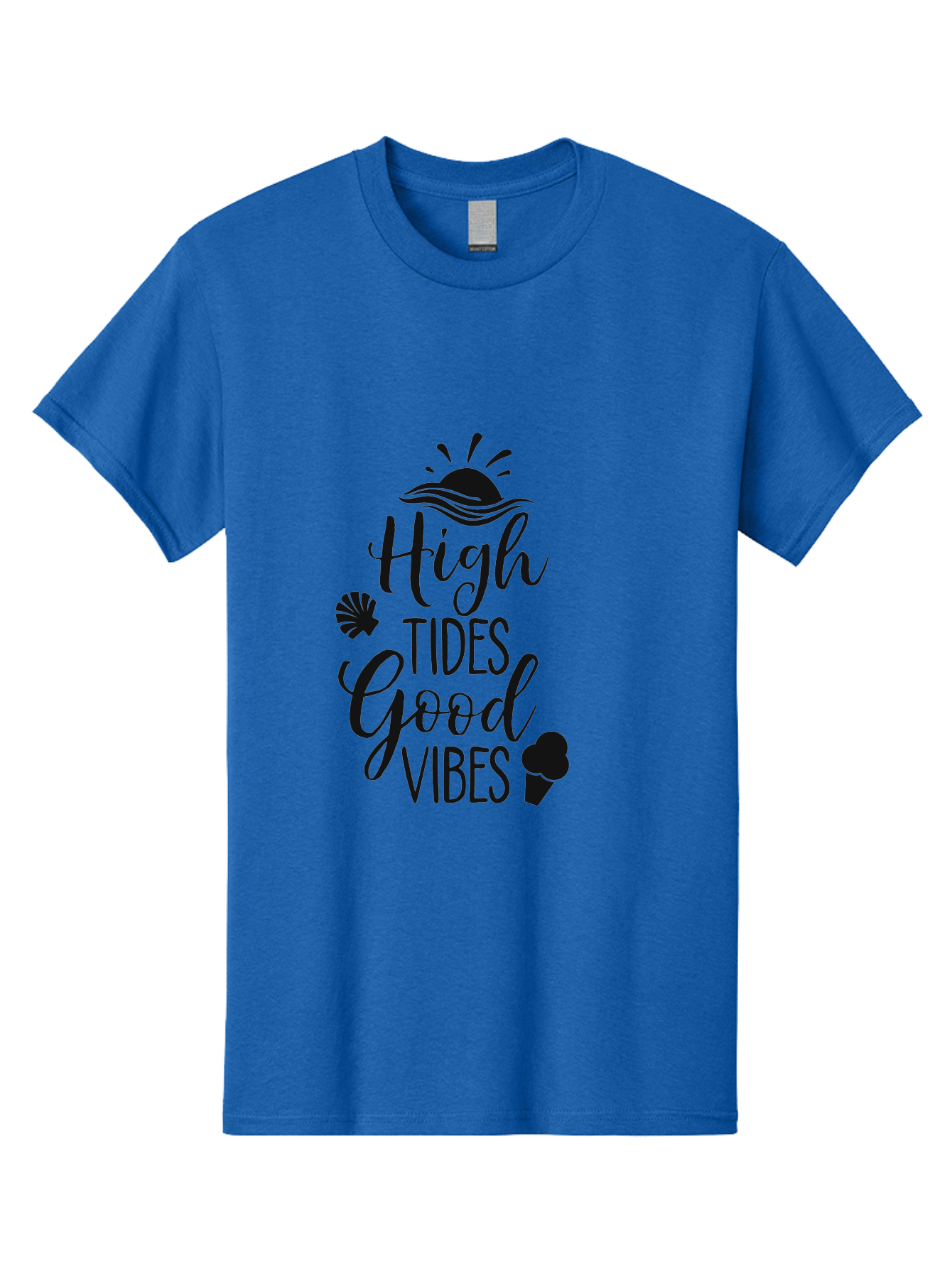 High-Tides-Good-Vibes Men'S Graphic Tee, 100% Cotton, Comfortable Casual Summer Wear, Machine Washable, Ocean Inspiration, Beach Vibes, Good Energy, Sea Shells, Positive Affirmations, Coastal Lifestyle, Motivational Quotes, Summer Vibes Aac819