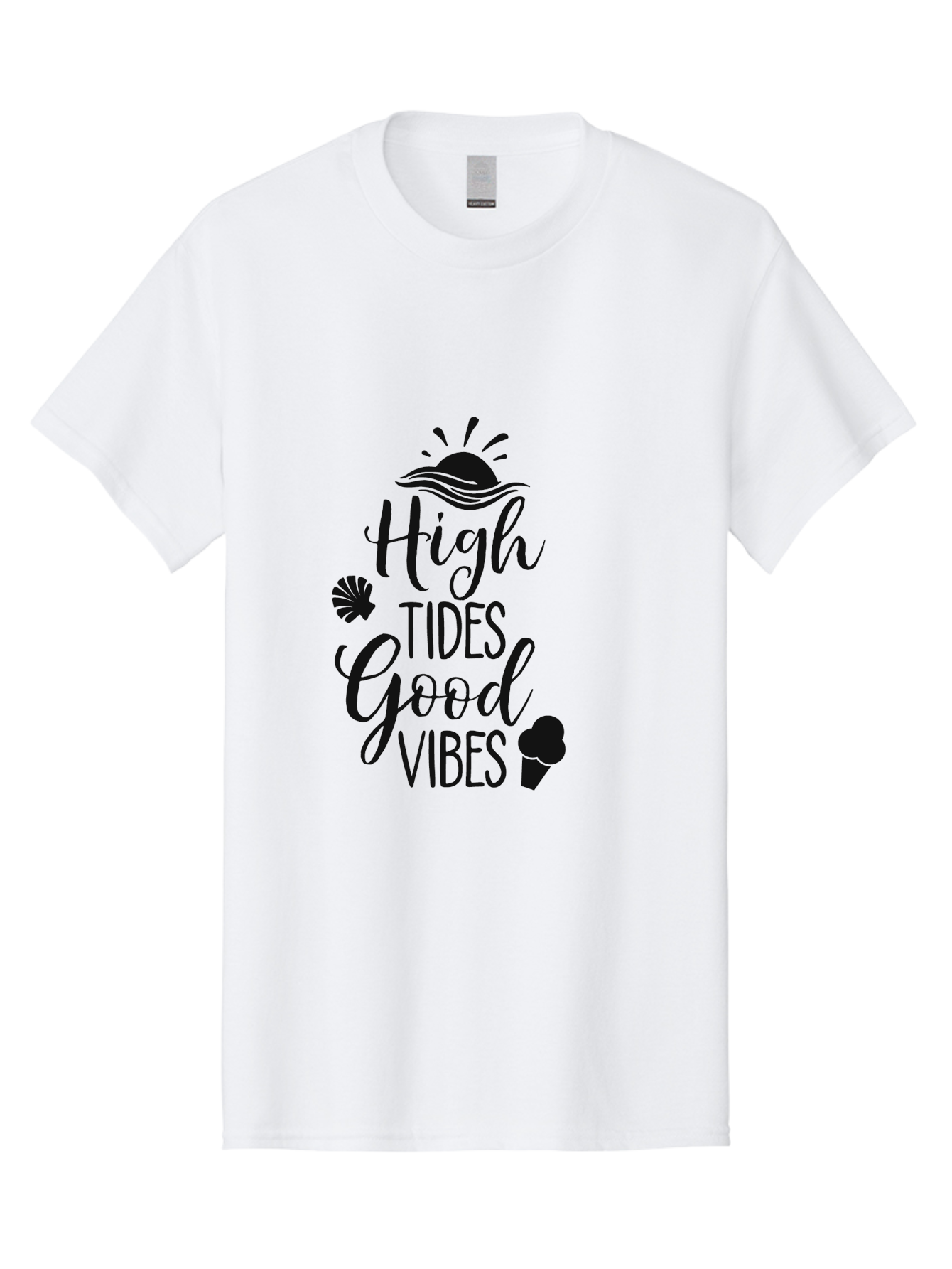 High-Tides-Good-Vibes Men'S Graphic Tee, 100% Cotton, Comfortable Casual Summer Wear, Machine Washable, Ocean Inspiration, Beach Vibes, Good Energy, Sea Shells, Positive Affirmations, Coastal Lifestyle, Motivational Quotes, Summer Vibes Aac819