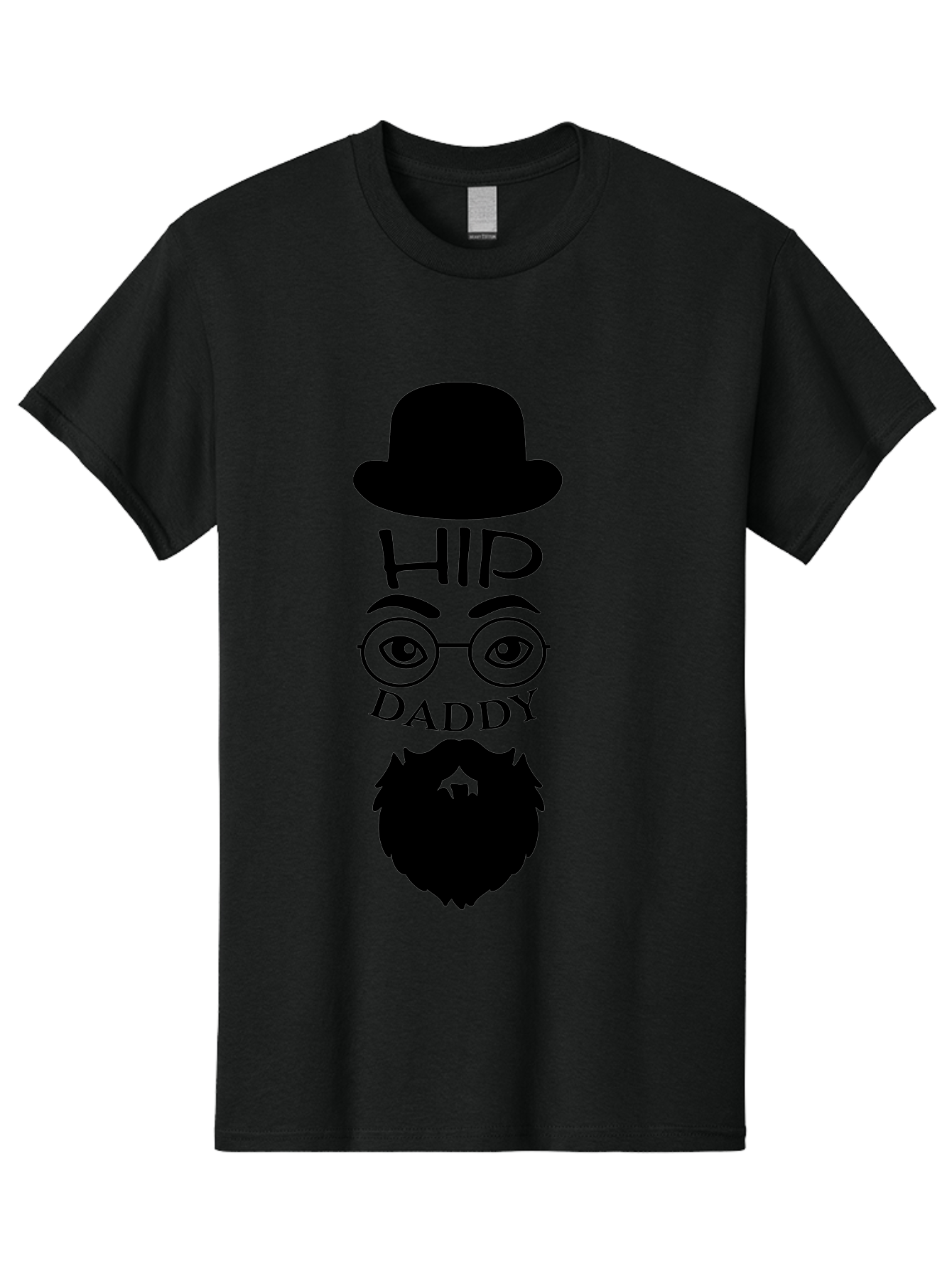 Hip-Daddy Men'S Graphic Tee, 100% Cotton, Comfortable Casual Summer Wear, Machine Washable, Hip Daddy, Bearded Man, Vintage Style, Round Glasses, Bowler Hat, Modern Daddy, Stylish Dad, Fashion Illustration, Hipster Daddy Aac820