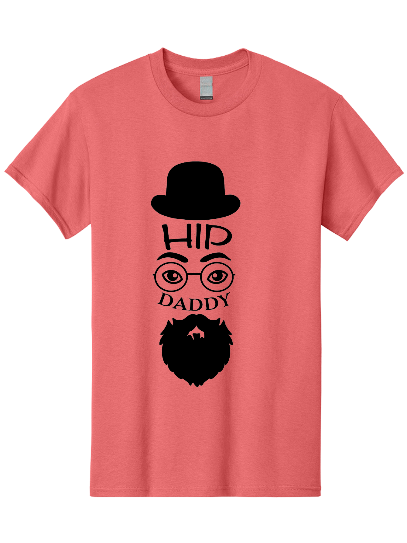 Hip-Daddy Men'S Graphic Tee, 100% Cotton, Comfortable Casual Summer Wear, Machine Washable, Hip Daddy, Bearded Man, Vintage Style, Round Glasses, Bowler Hat, Modern Daddy, Stylish Dad, Fashion Illustration, Hipster Daddy Aac820