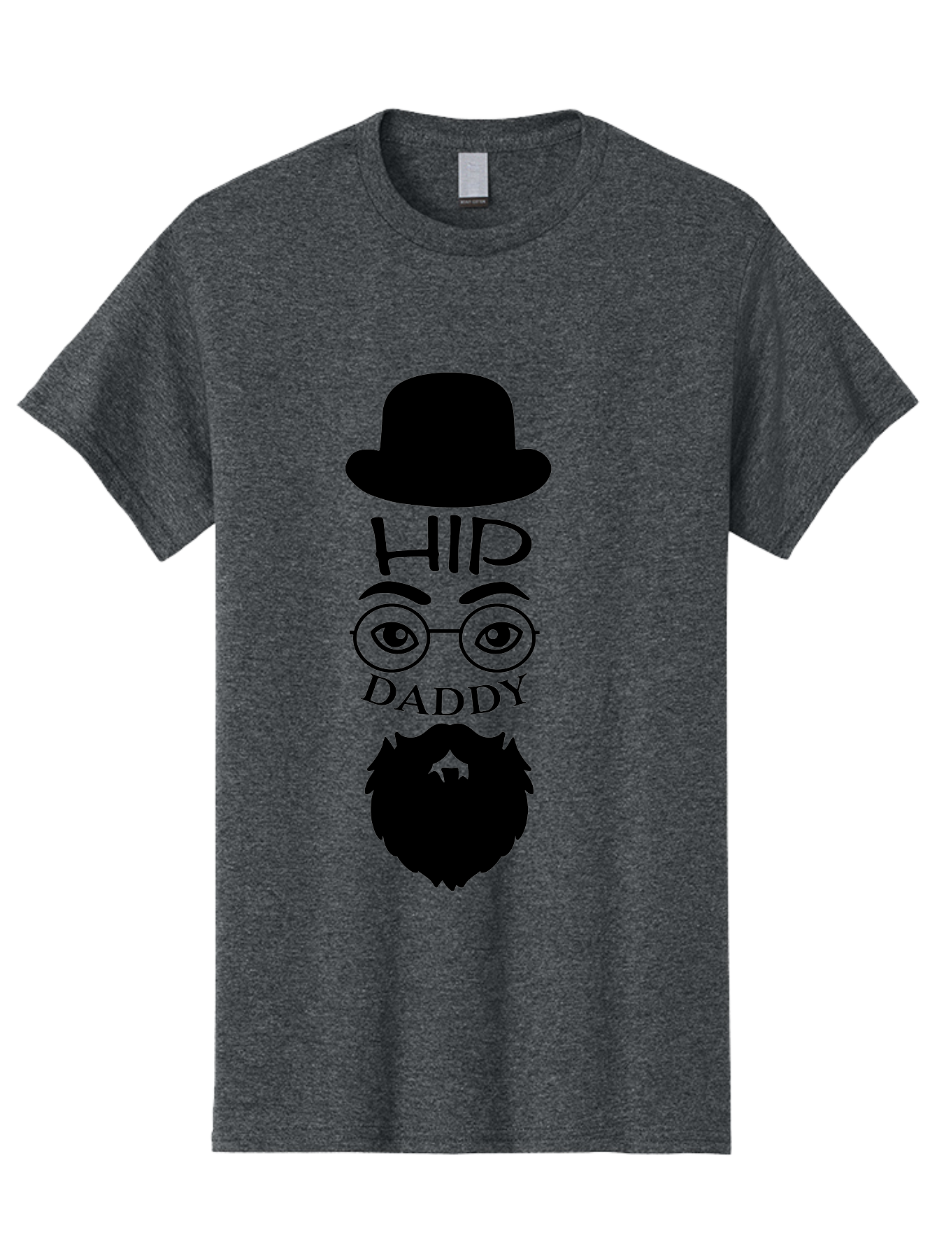 Hip-Daddy Men'S Graphic Tee, 100% Cotton, Comfortable Casual Summer Wear, Machine Washable, Hip Daddy, Bearded Man, Vintage Style, Round Glasses, Bowler Hat, Modern Daddy, Stylish Dad, Fashion Illustration, Hipster Daddy Aac820