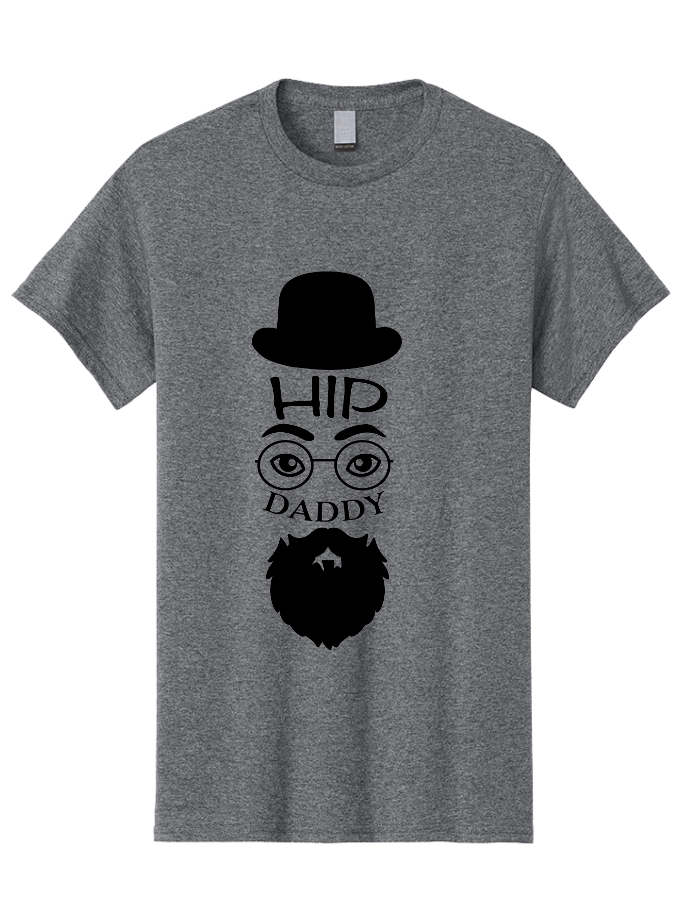Hip-Daddy Men'S Graphic Tee, 100% Cotton, Comfortable Casual Summer Wear, Machine Washable, Hip Daddy, Bearded Man, Vintage Style, Round Glasses, Bowler Hat, Modern Daddy, Stylish Dad, Fashion Illustration, Hipster Daddy Aac820