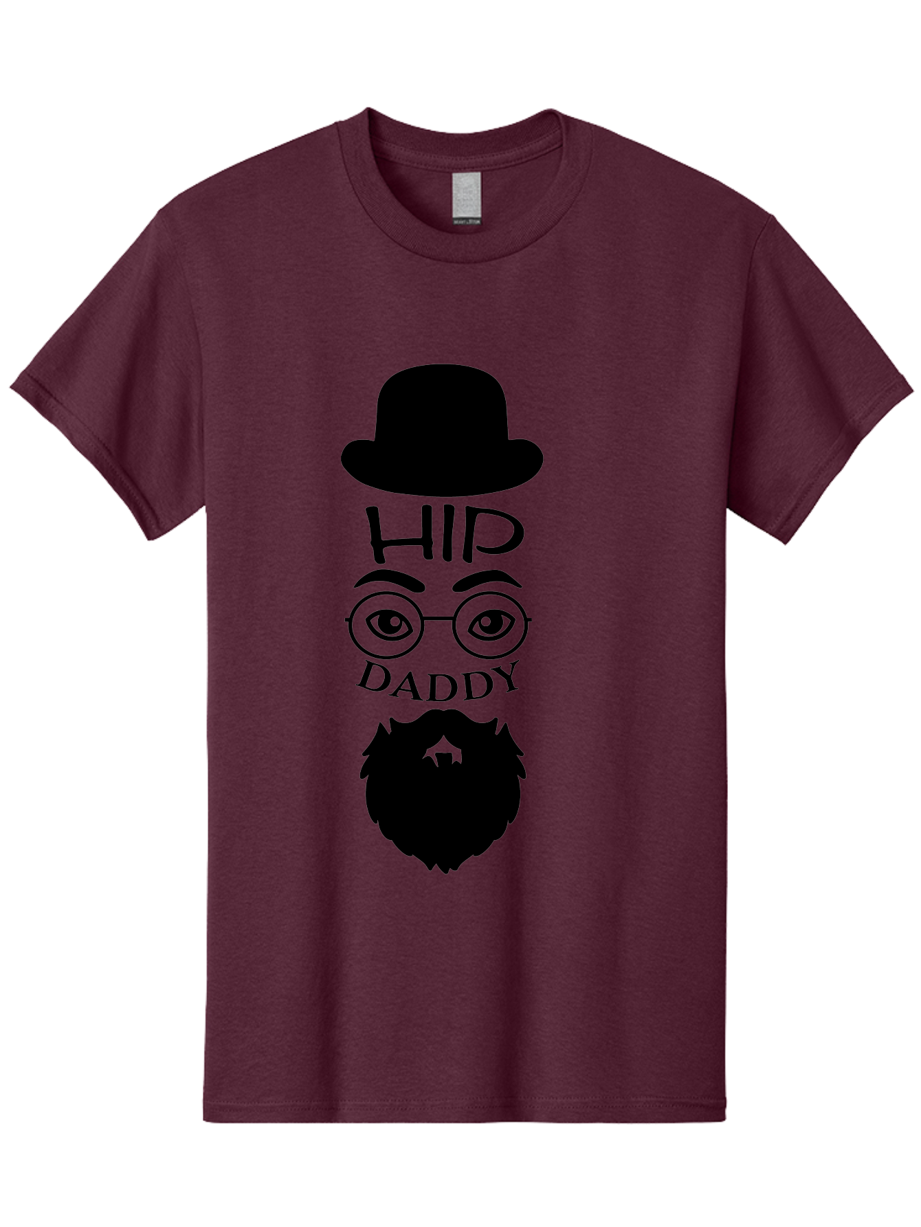 Hip-Daddy Men'S Graphic Tee, 100% Cotton, Comfortable Casual Summer Wear, Machine Washable, Hip Daddy, Bearded Man, Vintage Style, Round Glasses, Bowler Hat, Modern Daddy, Stylish Dad, Fashion Illustration, Hipster Daddy Aac820