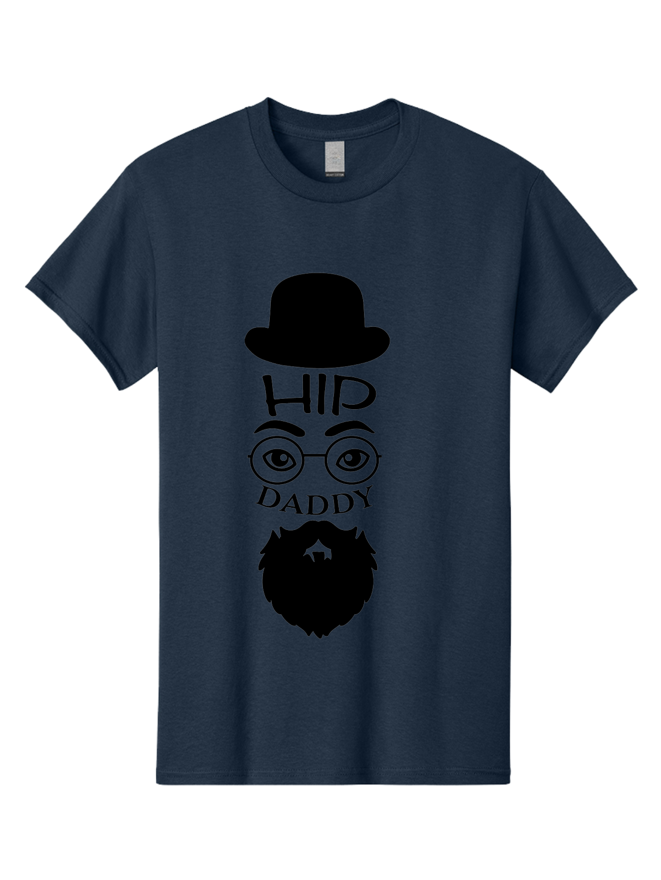 Hip-Daddy Men'S Graphic Tee, 100% Cotton, Comfortable Casual Summer Wear, Machine Washable, Hip Daddy, Bearded Man, Vintage Style, Round Glasses, Bowler Hat, Modern Daddy, Stylish Dad, Fashion Illustration, Hipster Daddy Aac820