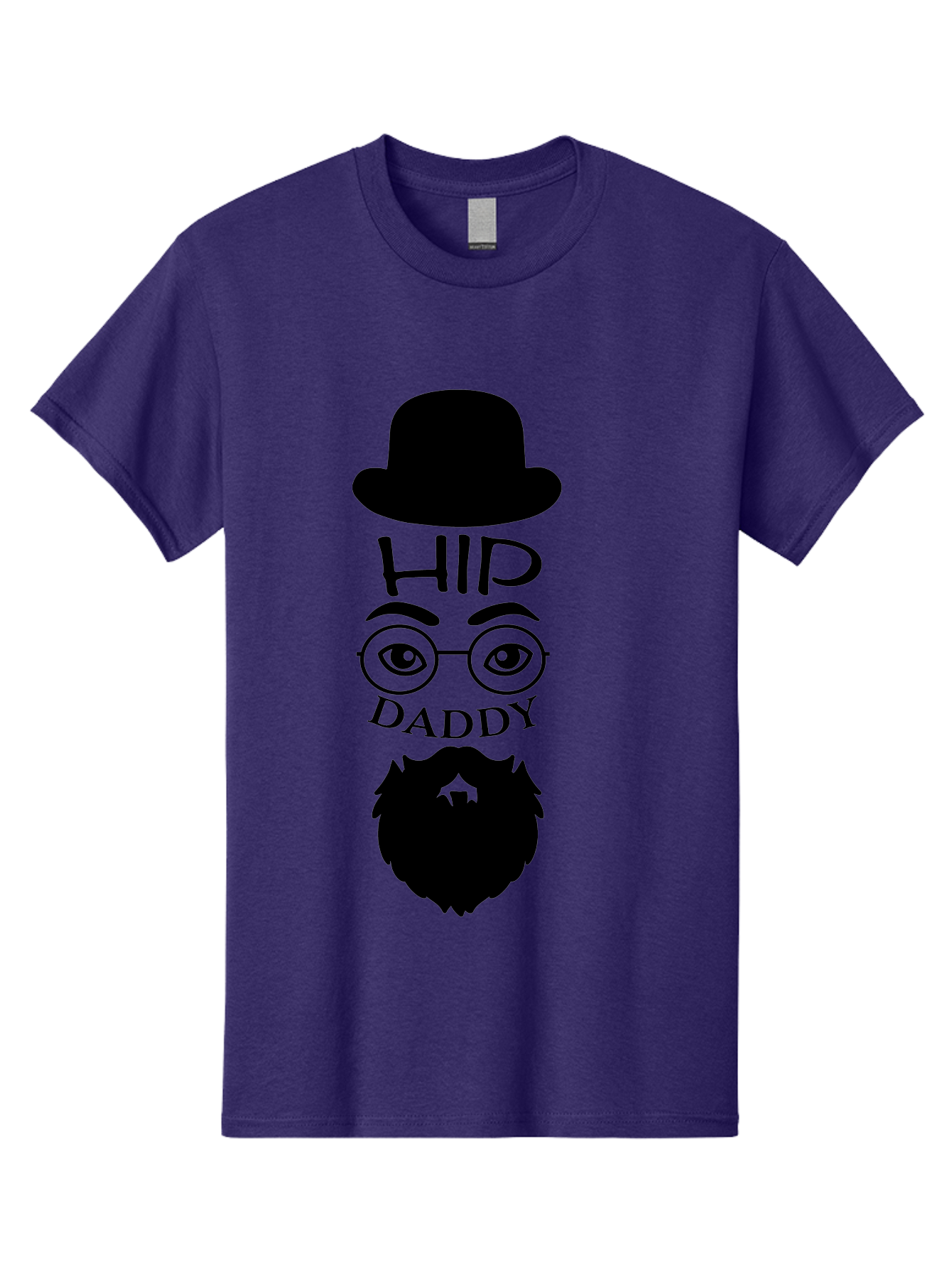 Hip-Daddy Men'S Graphic Tee, 100% Cotton, Comfortable Casual Summer Wear, Machine Washable, Hip Daddy, Bearded Man, Vintage Style, Round Glasses, Bowler Hat, Modern Daddy, Stylish Dad, Fashion Illustration, Hipster Daddy Aac820