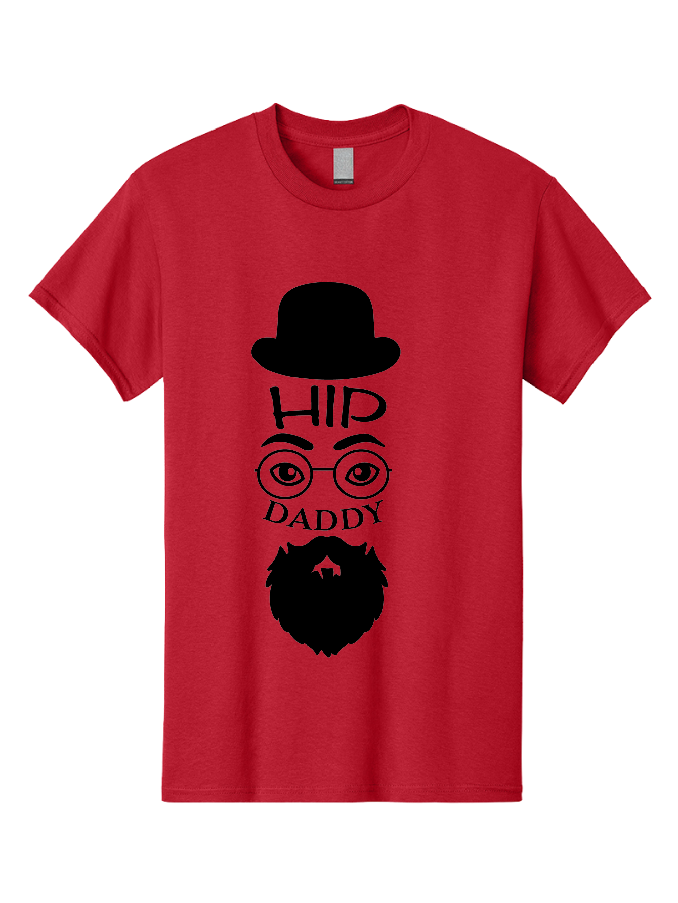 Hip-Daddy Men'S Graphic Tee, 100% Cotton, Comfortable Casual Summer Wear, Machine Washable, Hip Daddy, Bearded Man, Vintage Style, Round Glasses, Bowler Hat, Modern Daddy, Stylish Dad, Fashion Illustration, Hipster Daddy Aac820