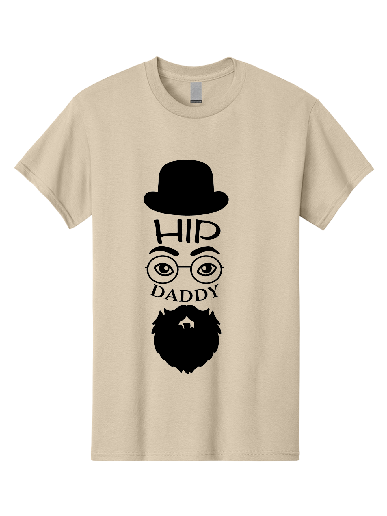 Hip-Daddy Men'S Graphic Tee, 100% Cotton, Comfortable Casual Summer Wear, Machine Washable, Hip Daddy, Bearded Man, Vintage Style, Round Glasses, Bowler Hat, Modern Daddy, Stylish Dad, Fashion Illustration, Hipster Daddy Aac820