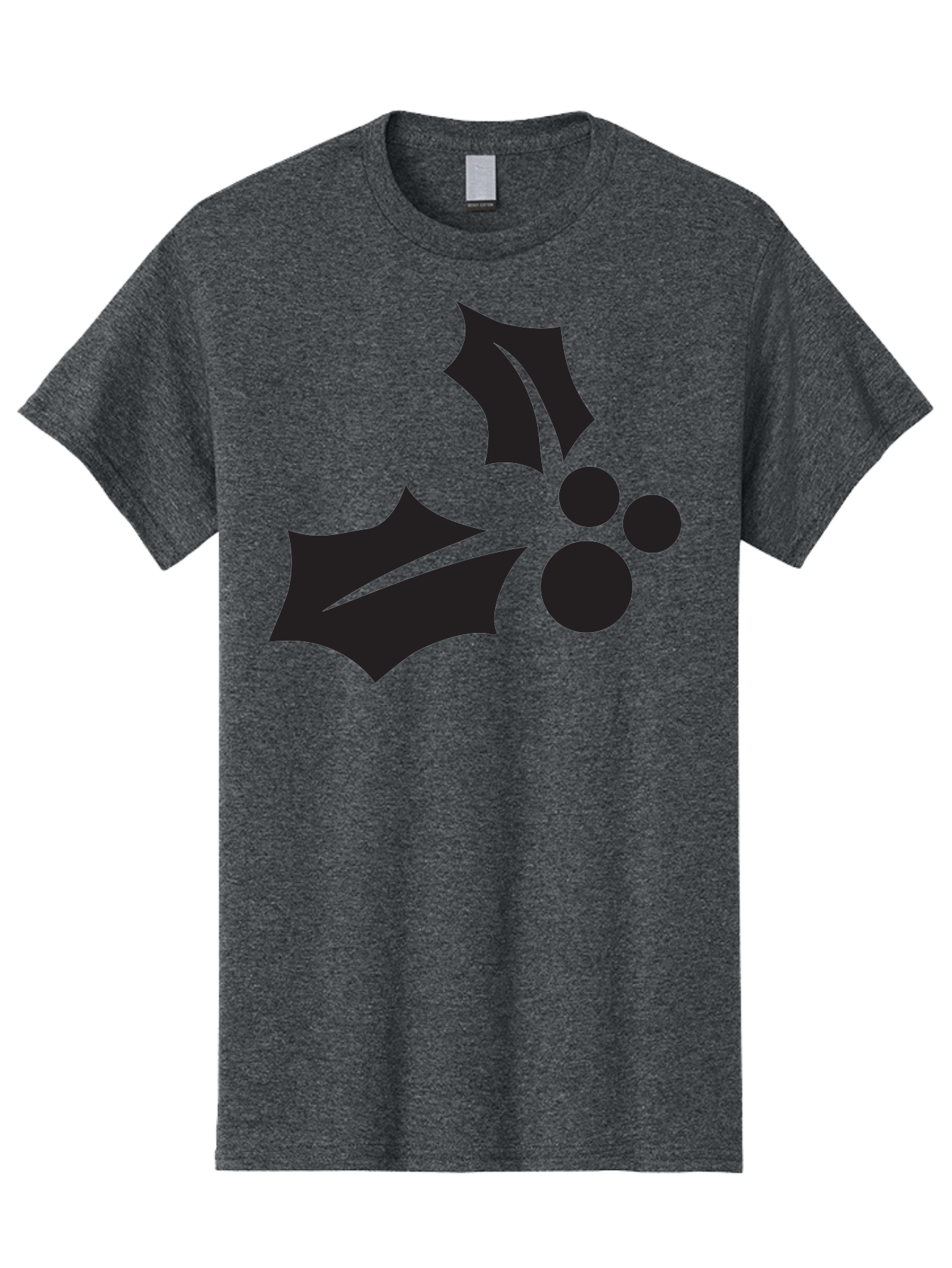 Holly-Leaves-And-Berries Men'S Graphic Tee, 100% Cotton, Comfortable Casual Summer Wear, Machine Washable, Holiday Holly, Christmas Leaves, Festive Berries, Black Silhouette, Minimalist Design, Winter Decor, Seasonal Graphics Aac823