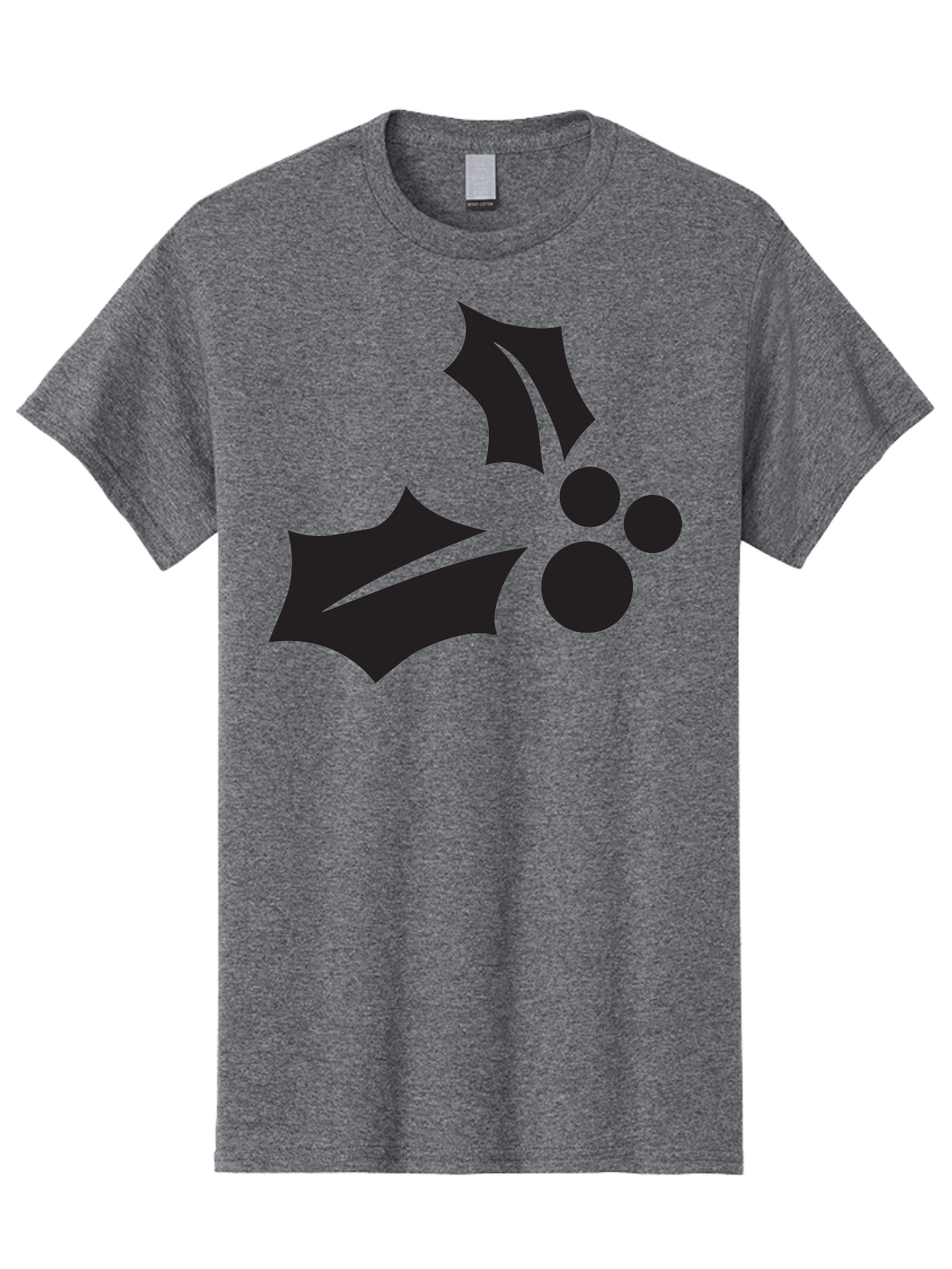 Holly-Leaves-And-Berries Men'S Graphic Tee, 100% Cotton, Comfortable Casual Summer Wear, Machine Washable, Holiday Holly, Christmas Leaves, Festive Berries, Black Silhouette, Minimalist Design, Winter Decor, Seasonal Graphics Aac823