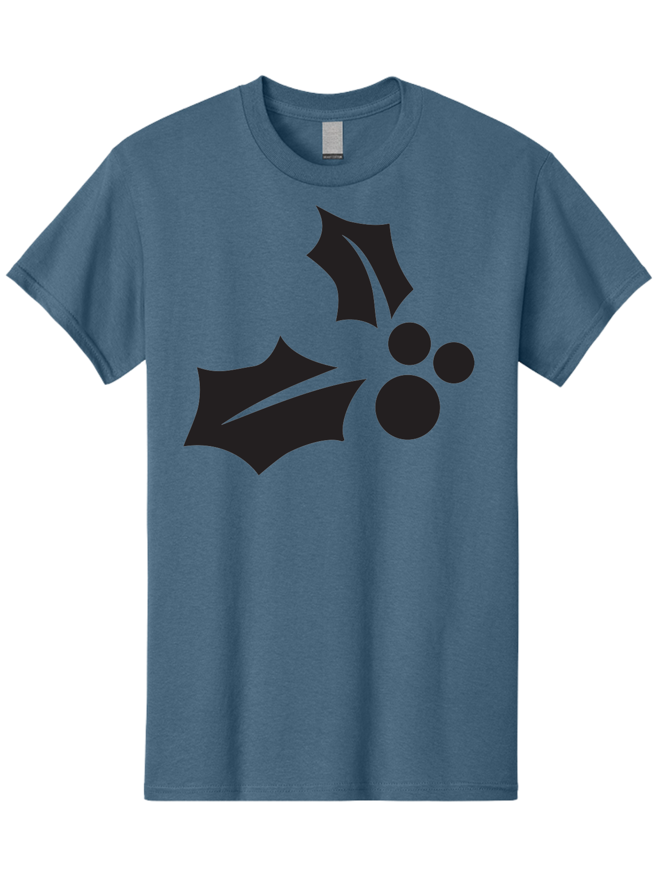 Holly-Leaves-And-Berries Men'S Graphic Tee, 100% Cotton, Comfortable Casual Summer Wear, Machine Washable, Holiday Holly, Christmas Leaves, Festive Berries, Black Silhouette, Minimalist Design, Winter Decor, Seasonal Graphics Aac823