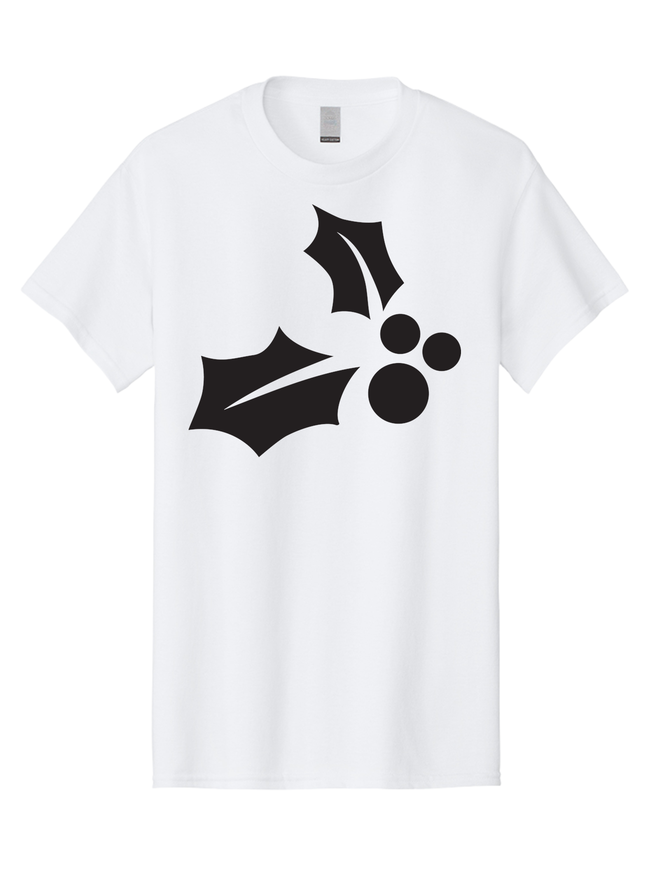 Holly-Leaves-And-Berries Men'S Graphic Tee, 100% Cotton, Comfortable Casual Summer Wear, Machine Washable, Holiday Holly, Christmas Leaves, Festive Berries, Black Silhouette, Minimalist Design, Winter Decor, Seasonal Graphics Aac823
