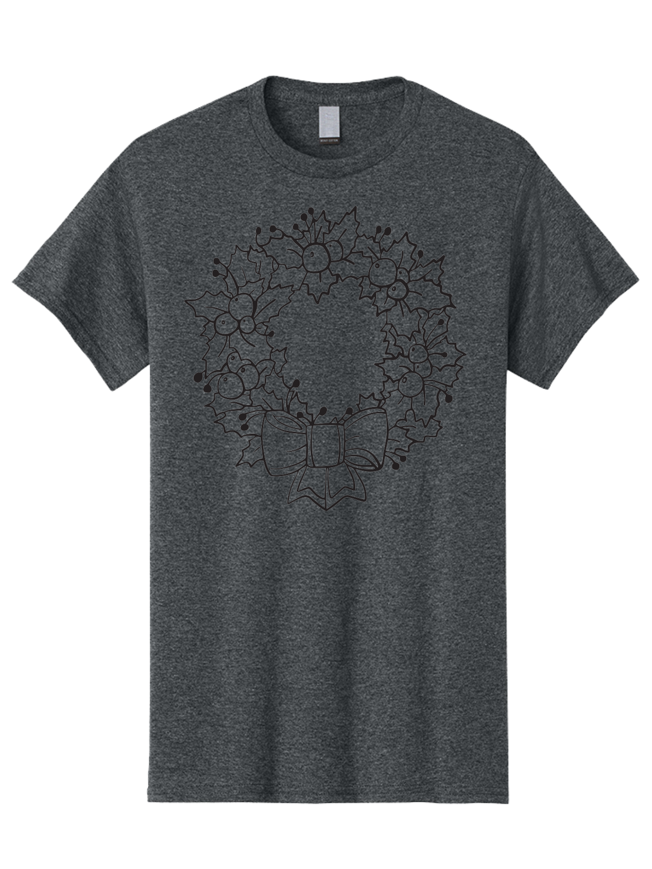 Holly-Wreath-With-Bow Men'S Graphic Tee, 100% Cotton, Comfortable Casual Summer Wear, Machine Washable, Christmas Wreath, Festive Decoration, Holly Leaves, Berries, Bow, Holiday Decor, Winter Season, Christmas Celebration, Festive Atmosphere, Aac824