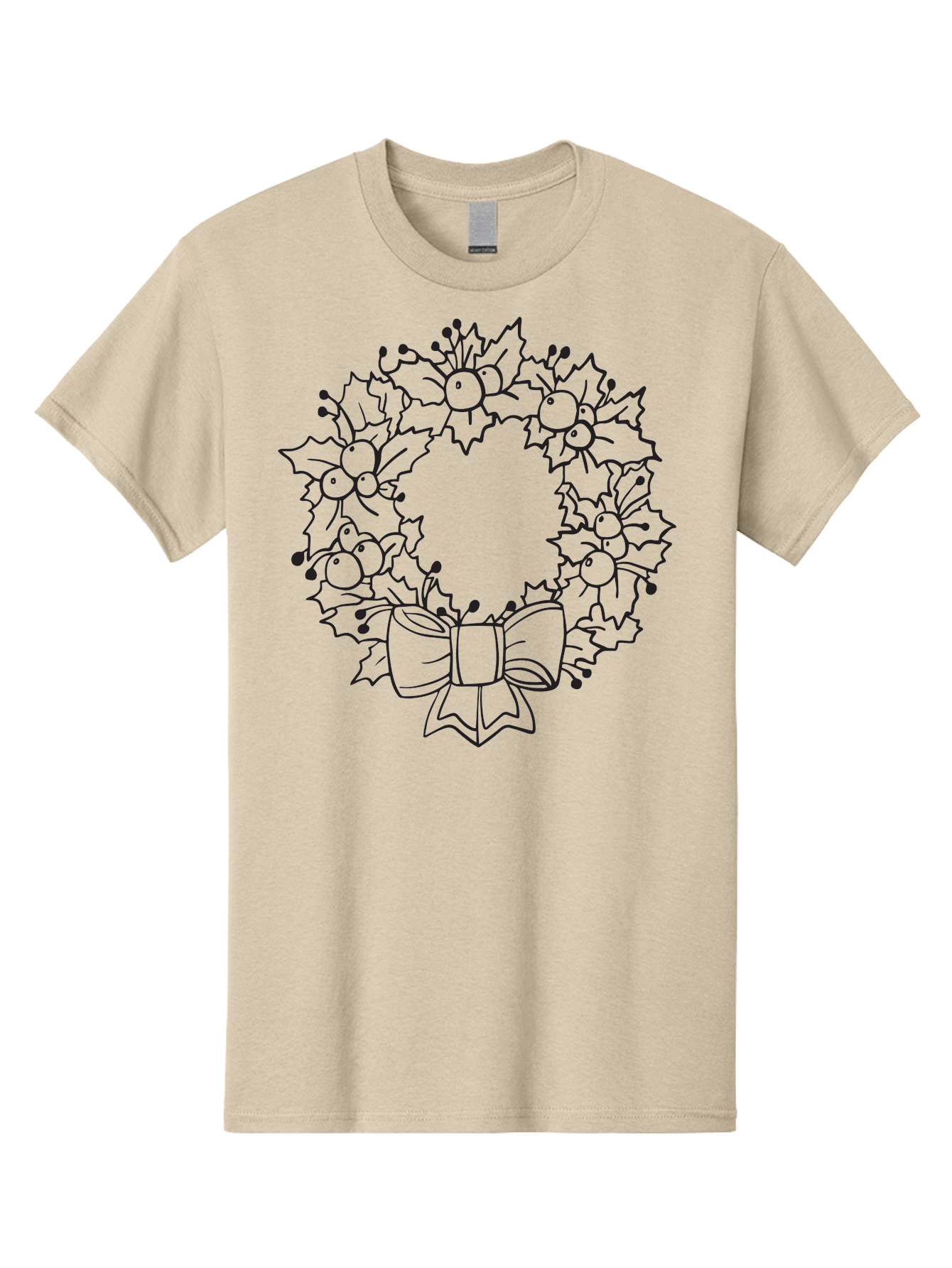 Holly-Wreath-With-Bow Men'S Graphic Tee, 100% Cotton, Comfortable Casual Summer Wear, Machine Washable, Christmas Wreath, Festive Decoration, Holly Leaves, Berries, Bow, Holiday Decor, Winter Season, Christmas Celebration, Festive Atmosphere, Aac824