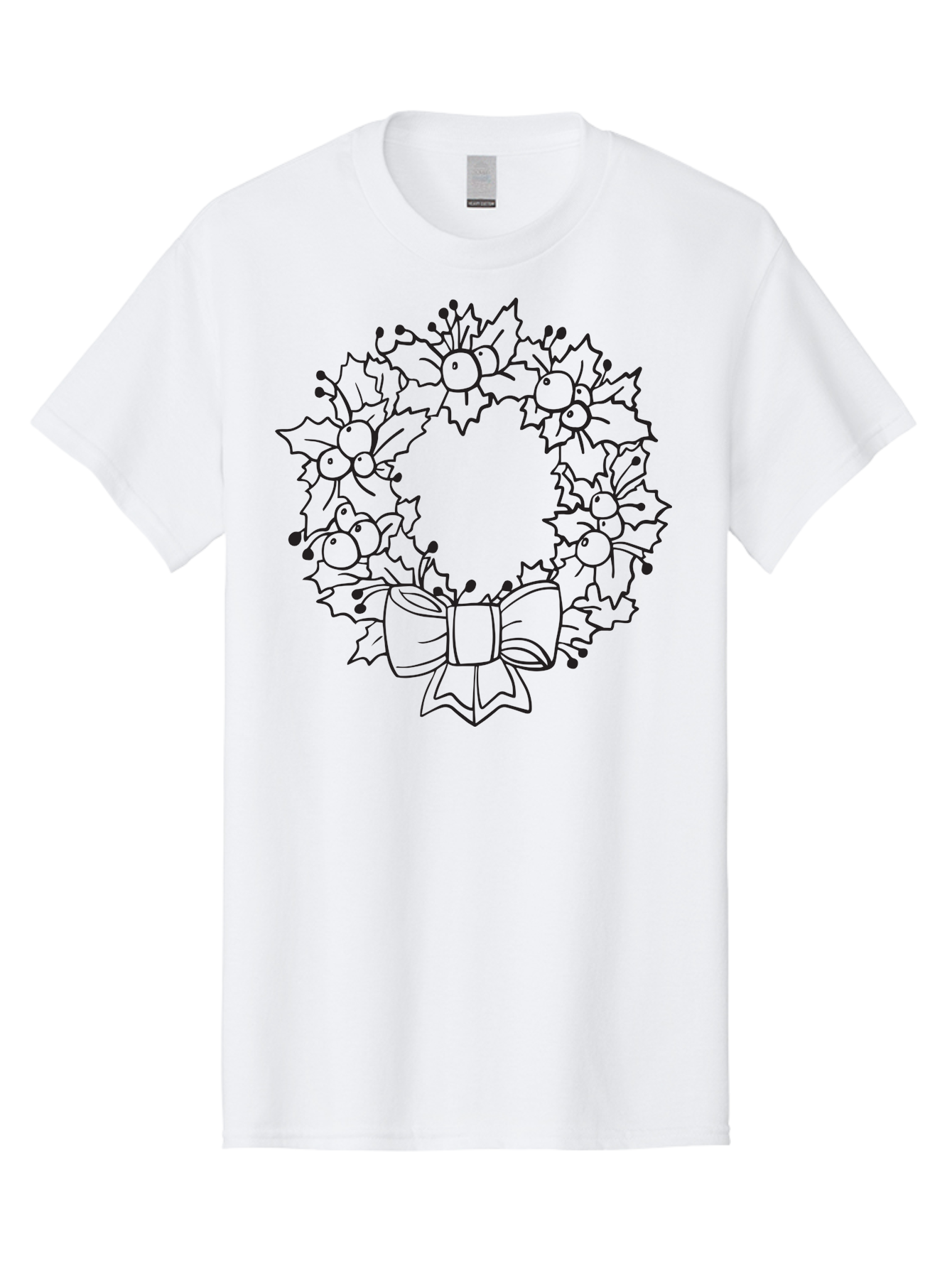 Holly-Wreath-With-Bow Men'S Graphic Tee, 100% Cotton, Comfortable Casual Summer Wear, Machine Washable, Christmas Wreath, Festive Decoration, Holly Leaves, Berries, Bow, Holiday Decor, Winter Season, Christmas Celebration, Festive Atmosphere, Aac824