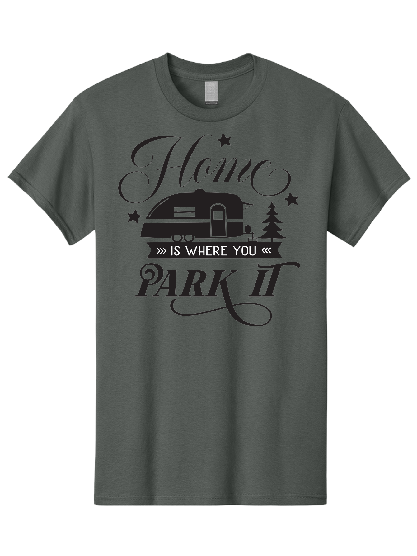 Home-Is-Where-You-Park-It Men'S Graphic Tee, 100% Cotton, Comfortable Casual Summer Wear, Machine Washable, Camping Life, Camper Trailer, Outdoor Adventure, Travel Trailer, Recreational Vehicle, Camping Quote, Travel Quote, Rv Lifestyle, Aac825