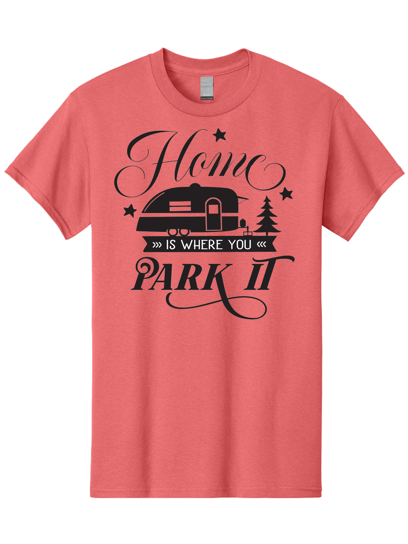Home-Is-Where-You-Park-It Men'S Graphic Tee, 100% Cotton, Comfortable Casual Summer Wear, Machine Washable, Camping Life, Camper Trailer, Outdoor Adventure, Travel Trailer, Recreational Vehicle, Camping Quote, Travel Quote, Rv Lifestyle, Aac825