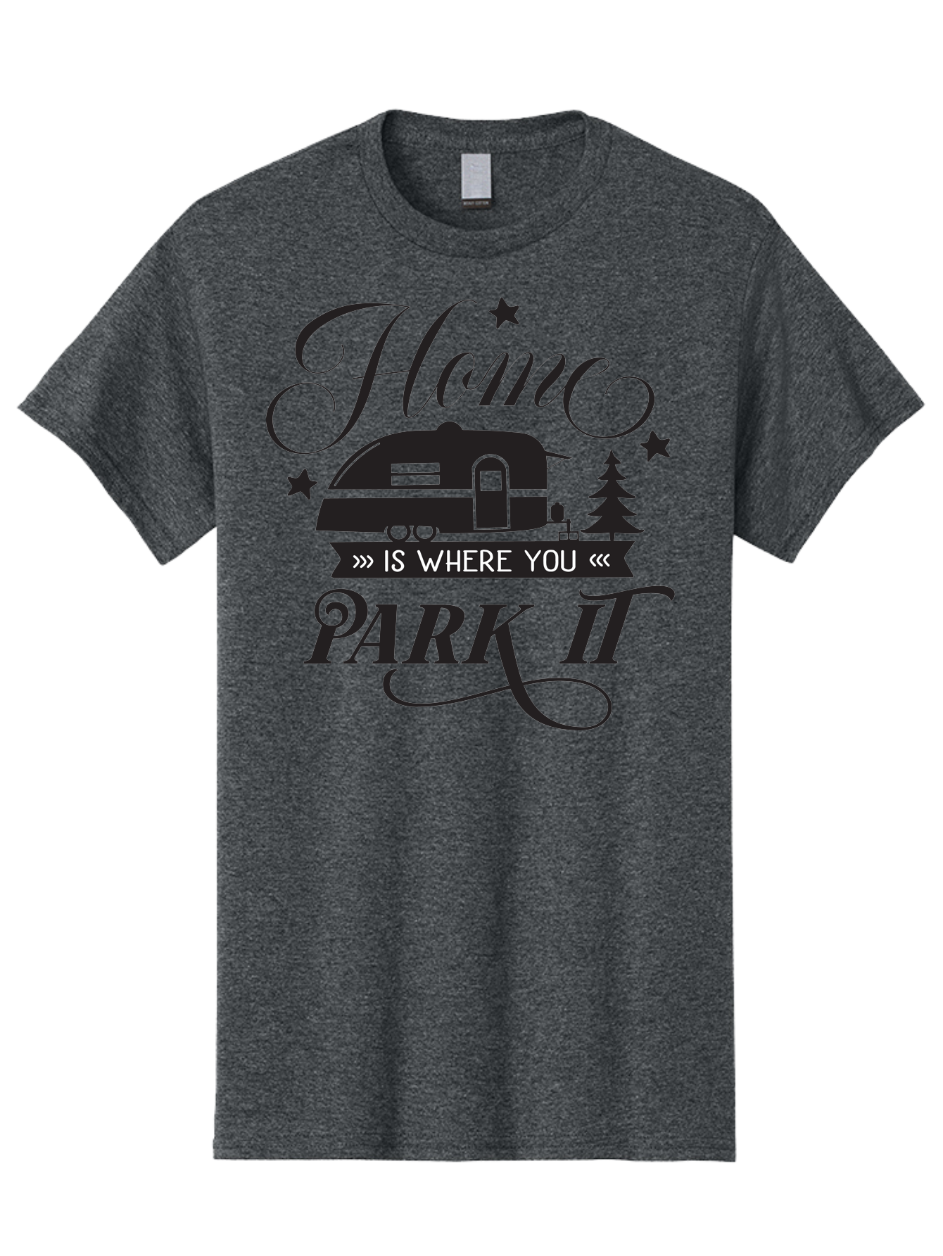 Home-Is-Where-You-Park-It Men'S Graphic Tee, 100% Cotton, Comfortable Casual Summer Wear, Machine Washable, Camping Life, Camper Trailer, Outdoor Adventure, Travel Trailer, Recreational Vehicle, Camping Quote, Travel Quote, Rv Lifestyle, Aac825