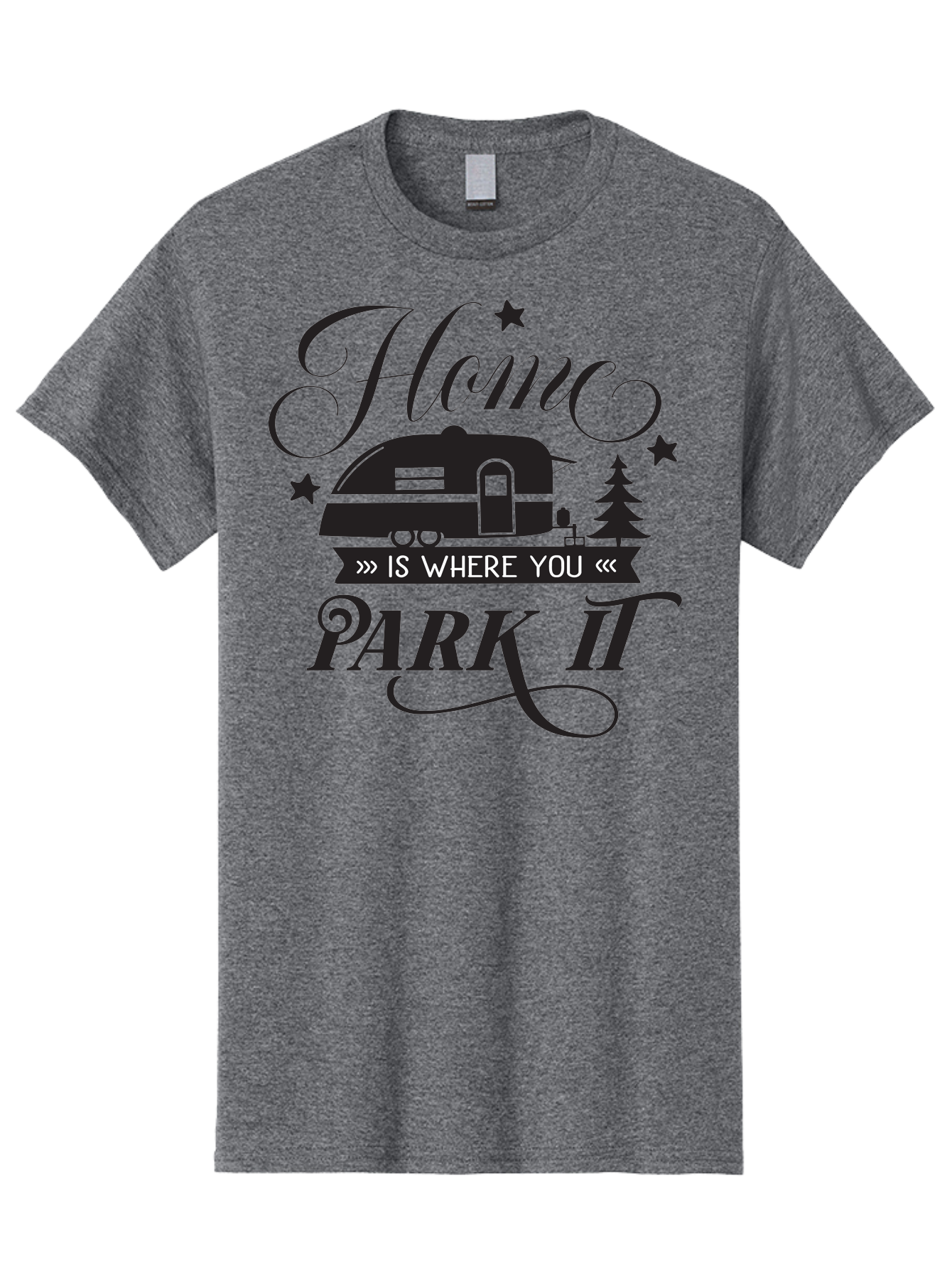 Home-Is-Where-You-Park-It Men'S Graphic Tee, 100% Cotton, Comfortable Casual Summer Wear, Machine Washable, Camping Life, Camper Trailer, Outdoor Adventure, Travel Trailer, Recreational Vehicle, Camping Quote, Travel Quote, Rv Lifestyle, Aac825