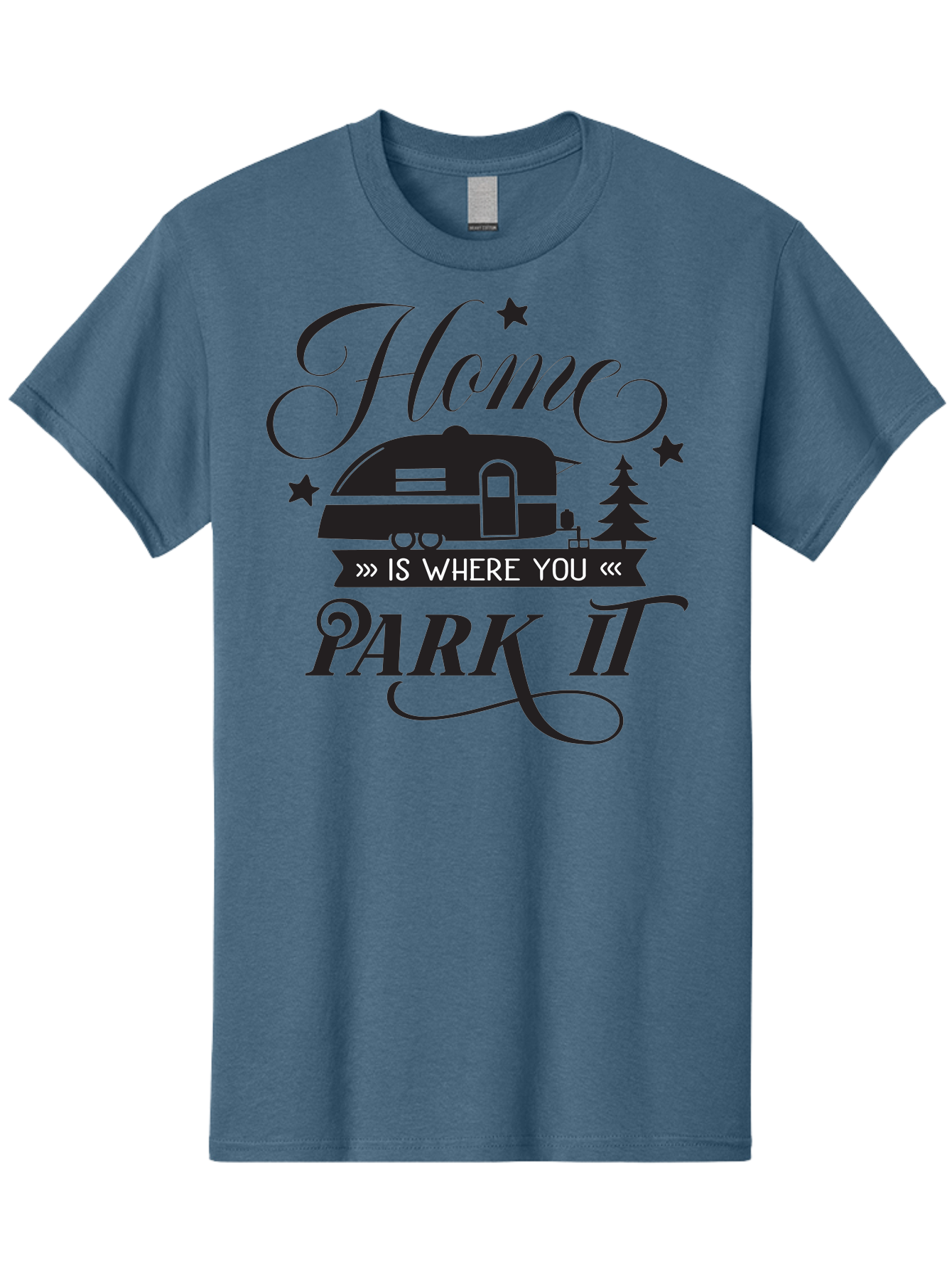 Home-Is-Where-You-Park-It Men'S Graphic Tee, 100% Cotton, Comfortable Casual Summer Wear, Machine Washable, Camping Life, Camper Trailer, Outdoor Adventure, Travel Trailer, Recreational Vehicle, Camping Quote, Travel Quote, Rv Lifestyle, Aac825