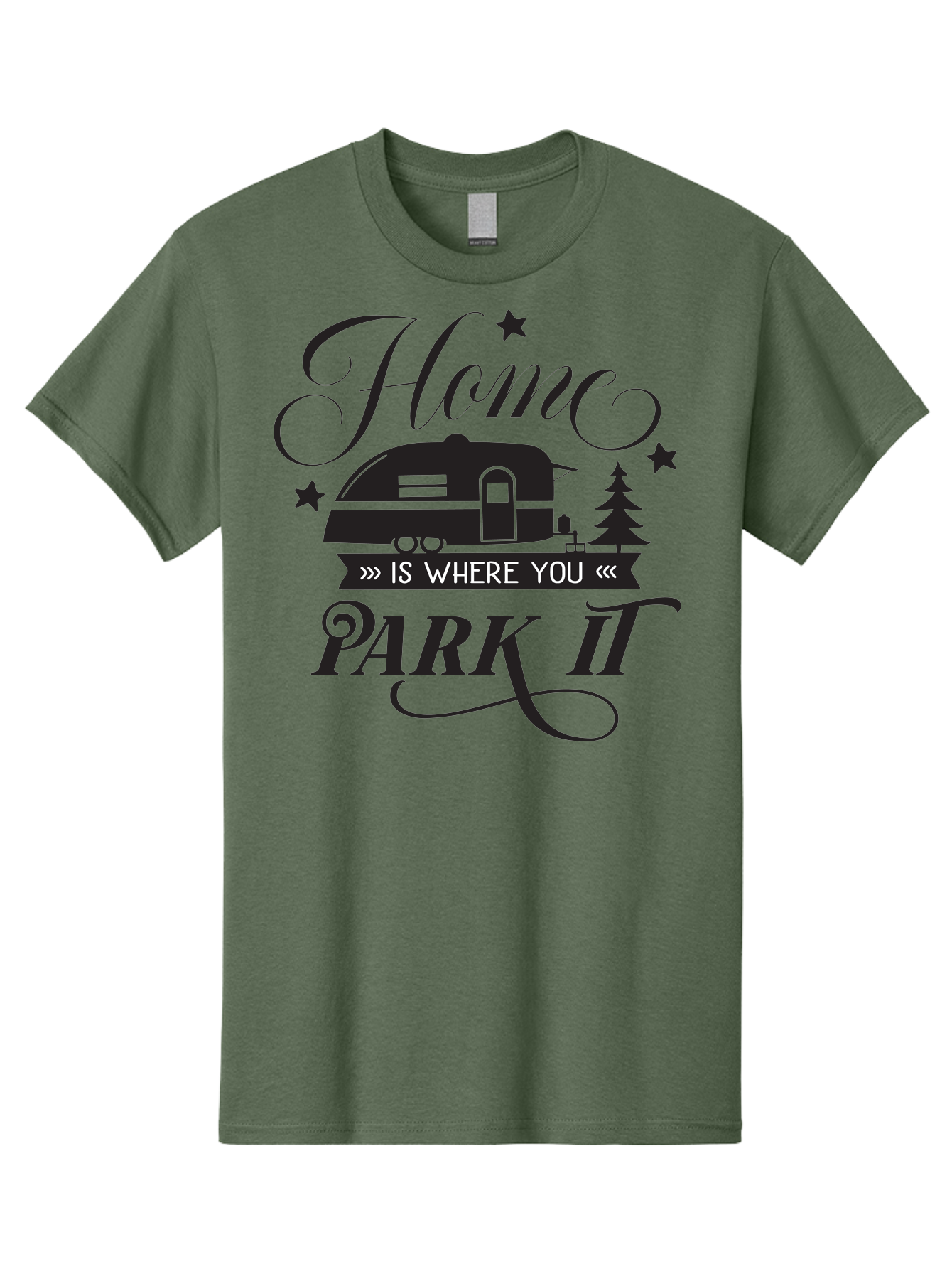 Home-Is-Where-You-Park-It Men'S Graphic Tee, 100% Cotton, Comfortable Casual Summer Wear, Machine Washable, Camping Life, Camper Trailer, Outdoor Adventure, Travel Trailer, Recreational Vehicle, Camping Quote, Travel Quote, Rv Lifestyle, Aac825