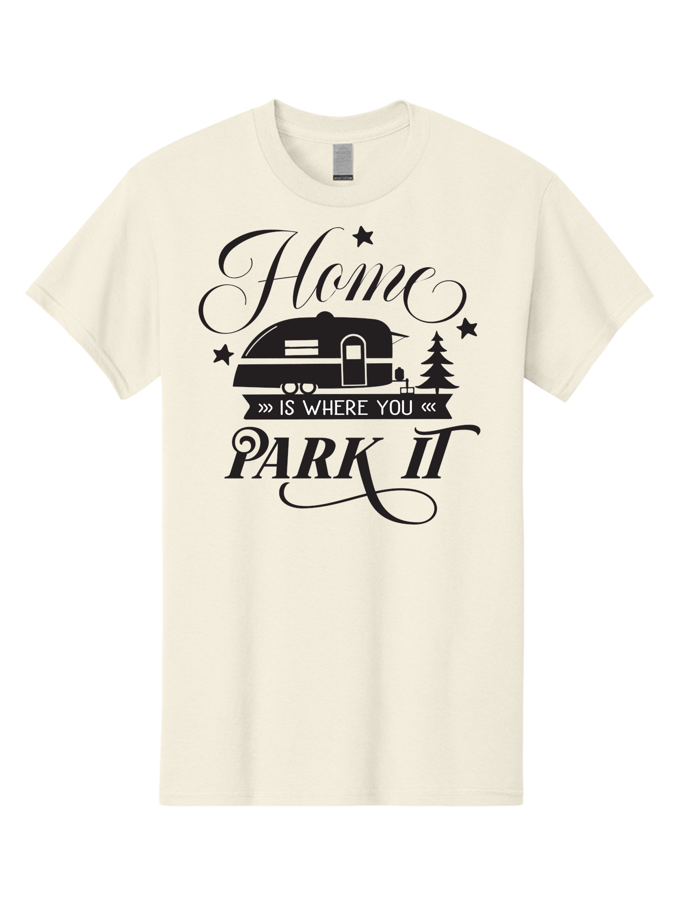 Home-Is-Where-You-Park-It Men'S Graphic Tee, 100% Cotton, Comfortable Casual Summer Wear, Machine Washable, Camping Life, Camper Trailer, Outdoor Adventure, Travel Trailer, Recreational Vehicle, Camping Quote, Travel Quote, Rv Lifestyle, Aac825