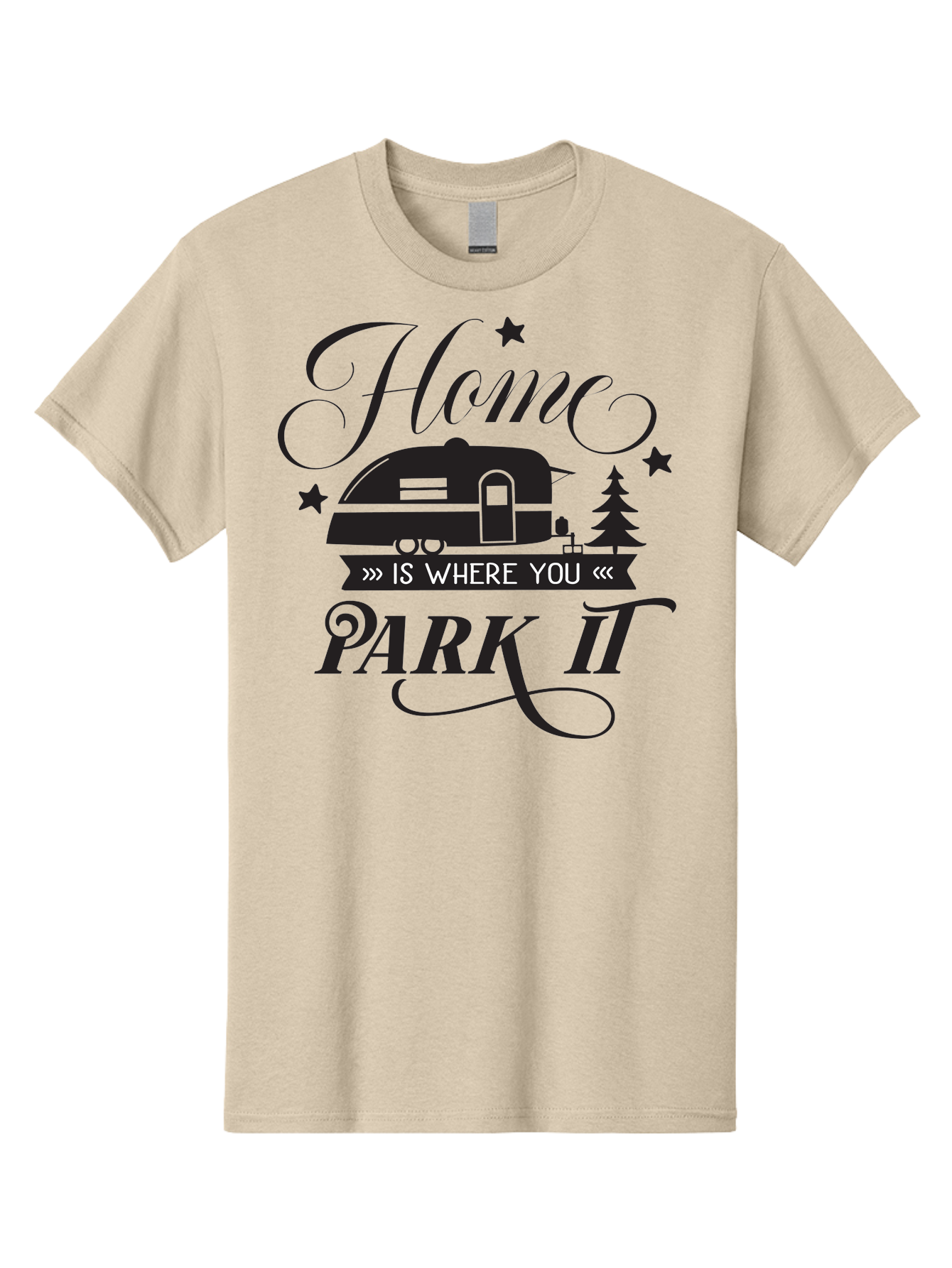 Home-Is-Where-You-Park-It Men'S Graphic Tee, 100% Cotton, Comfortable Casual Summer Wear, Machine Washable, Camping Life, Camper Trailer, Outdoor Adventure, Travel Trailer, Recreational Vehicle, Camping Quote, Travel Quote, Rv Lifestyle, Aac825