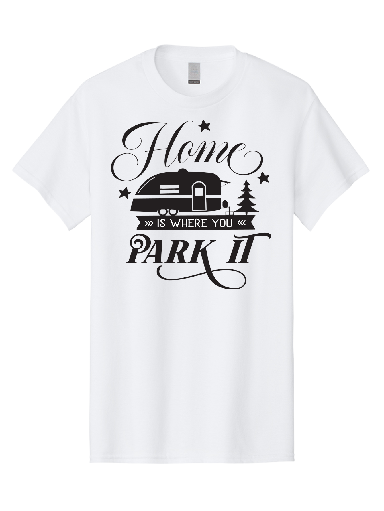 Home-Is-Where-You-Park-It Men'S Graphic Tee, 100% Cotton, Comfortable Casual Summer Wear, Machine Washable, Camping Life, Camper Trailer, Outdoor Adventure, Travel Trailer, Recreational Vehicle, Camping Quote, Travel Quote, Rv Lifestyle, Aac825