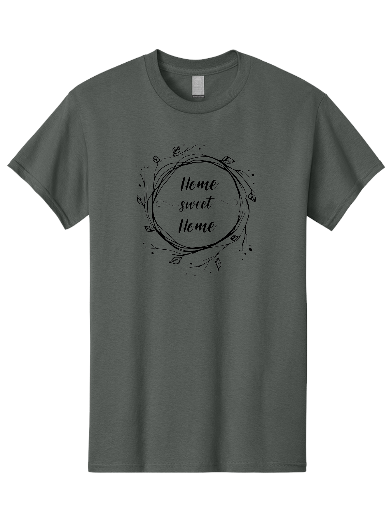 Home-Sweet-Home Men'S Graphic Tee, 100% Cotton, Comfortable Casual Summer Wear, Machine Washable, Home Decor, Cozy Living, Home Sweet Home, Minimalist Design, Elegant Typography, Floral Wreath, Simple Elegance, Home Inspiration Aac826
