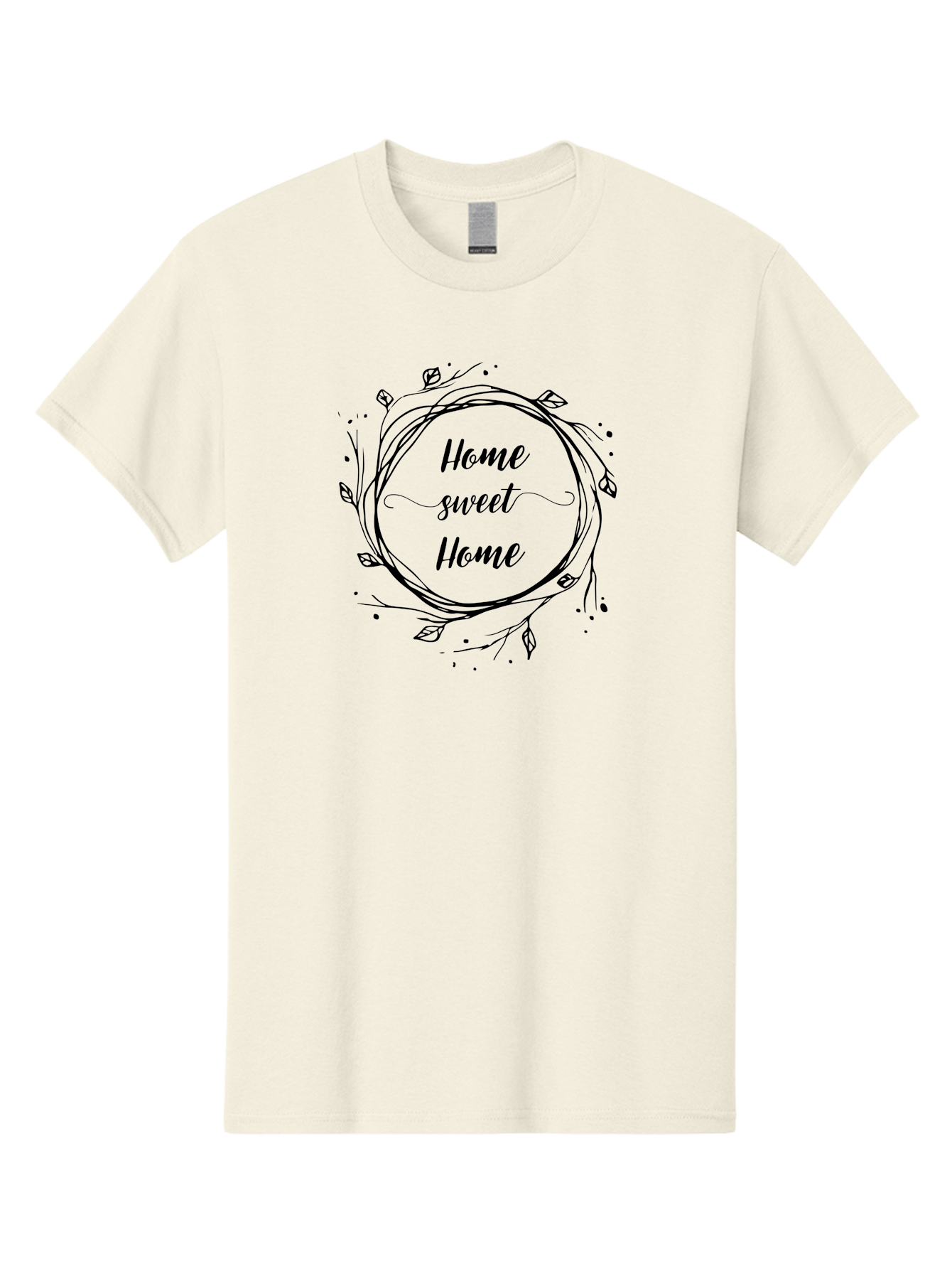 Home-Sweet-Home Men'S Graphic Tee, 100% Cotton, Comfortable Casual Summer Wear, Machine Washable, Home Decor, Cozy Living, Home Sweet Home, Minimalist Design, Elegant Typography, Floral Wreath, Simple Elegance, Home Inspiration Aac826